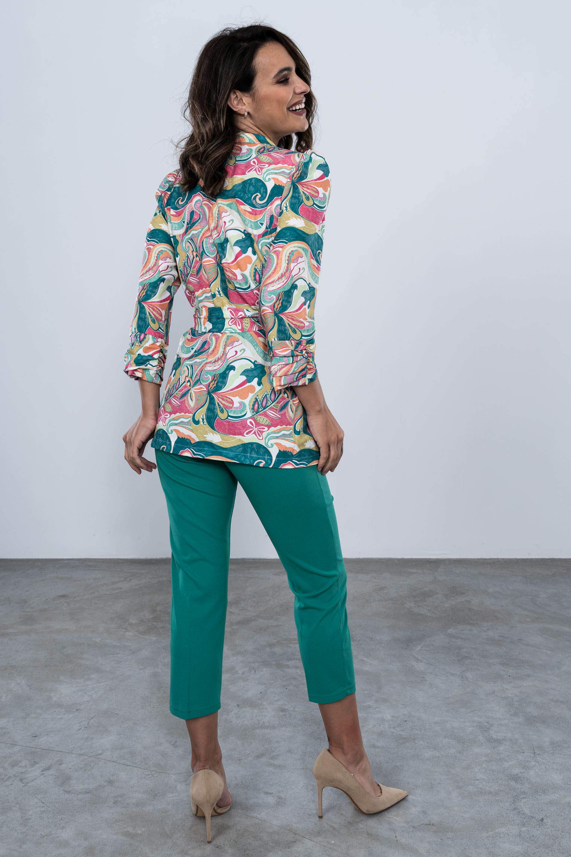 PANTALON GOMA CONTRASTE TOBILLERO VERDE