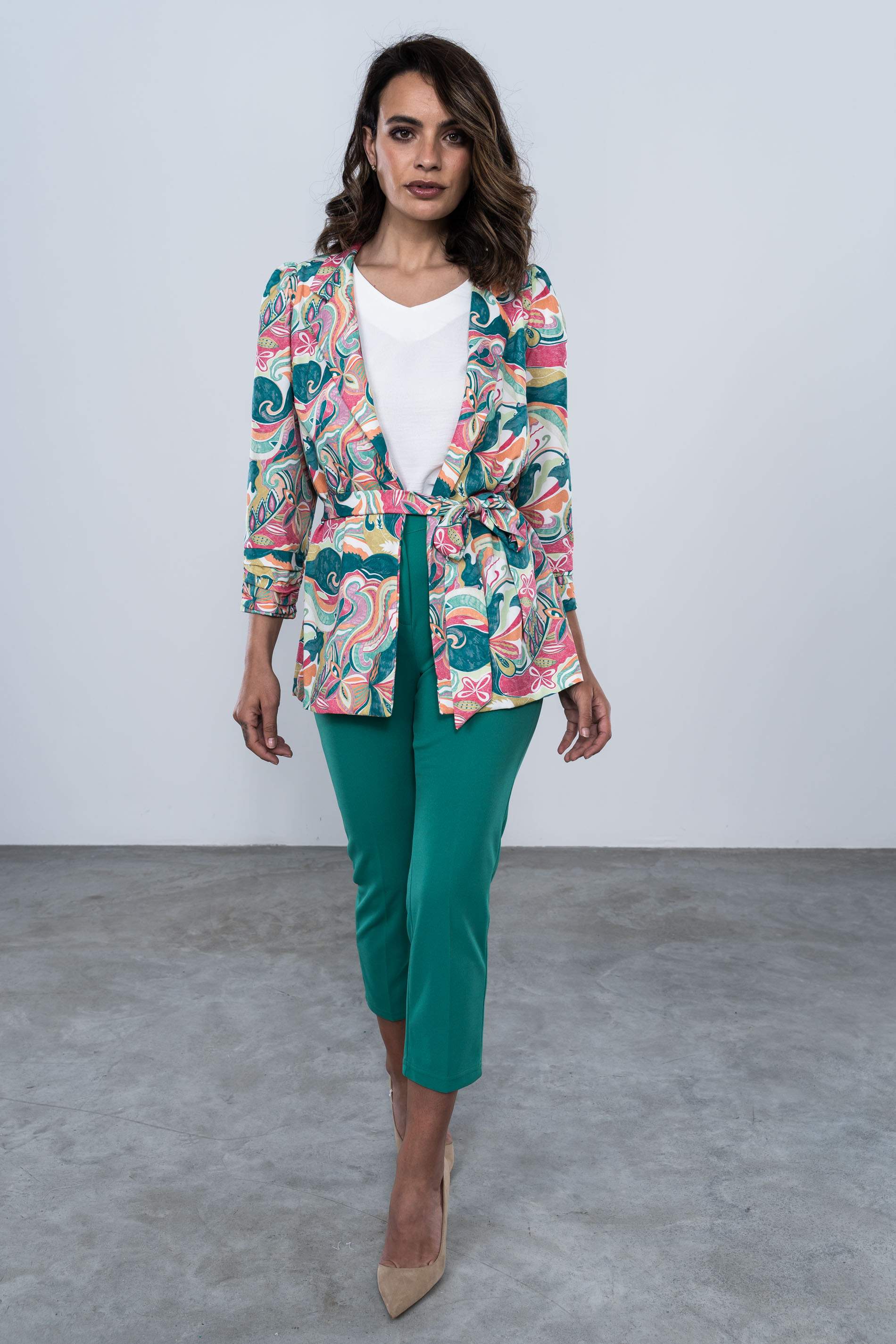 PANTALON GOMA CONTRASTE TOBILLERO VERDE