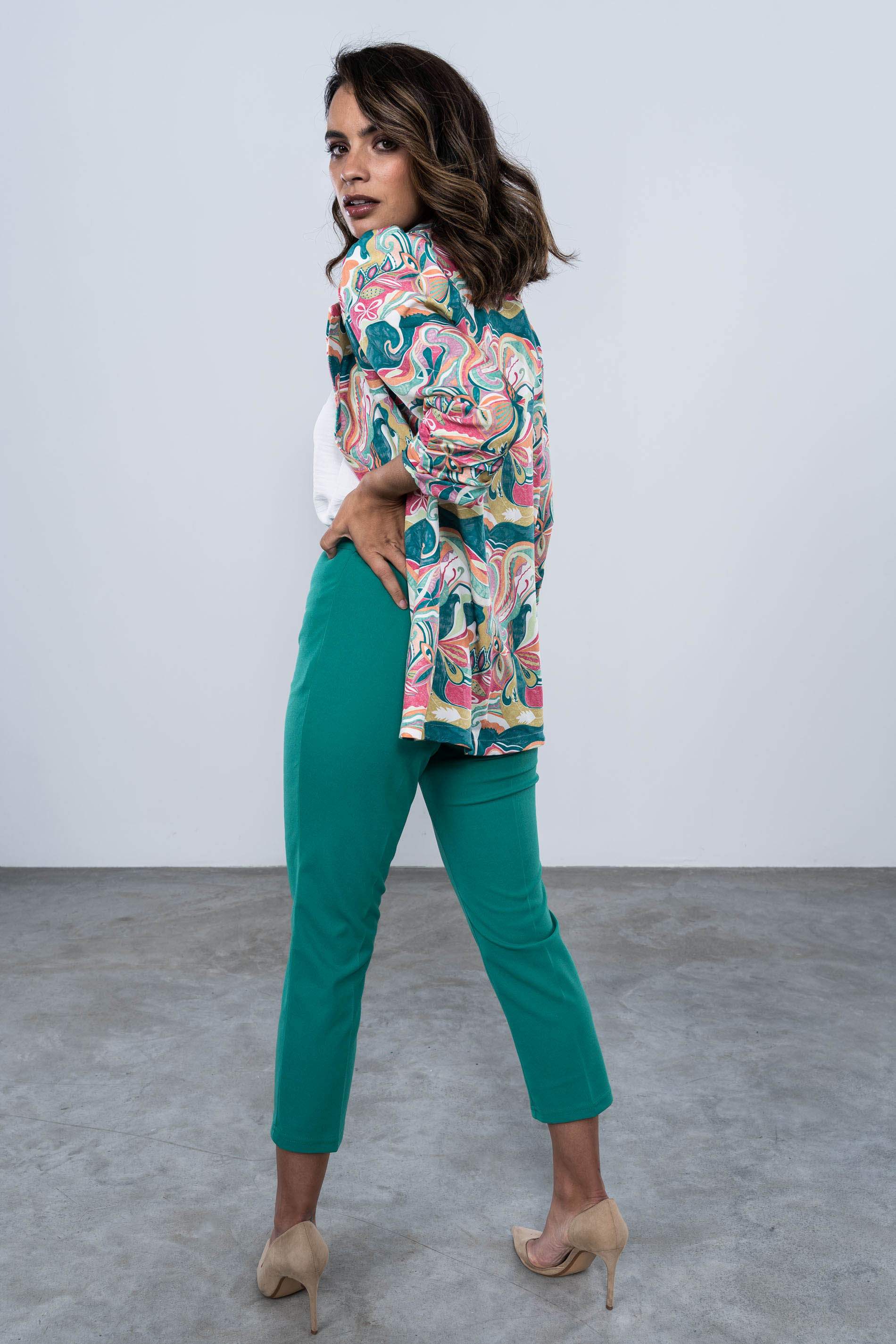 PANTALON GOMA CONTRASTE TOBILLERO VERDE