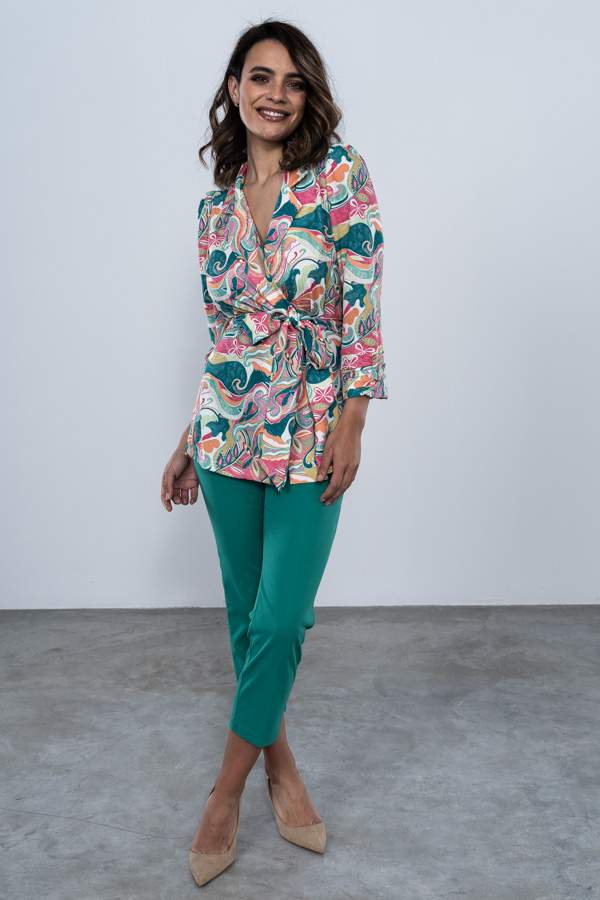 PANTALON GOMA CONTRASTE TOBILLERO VERDE