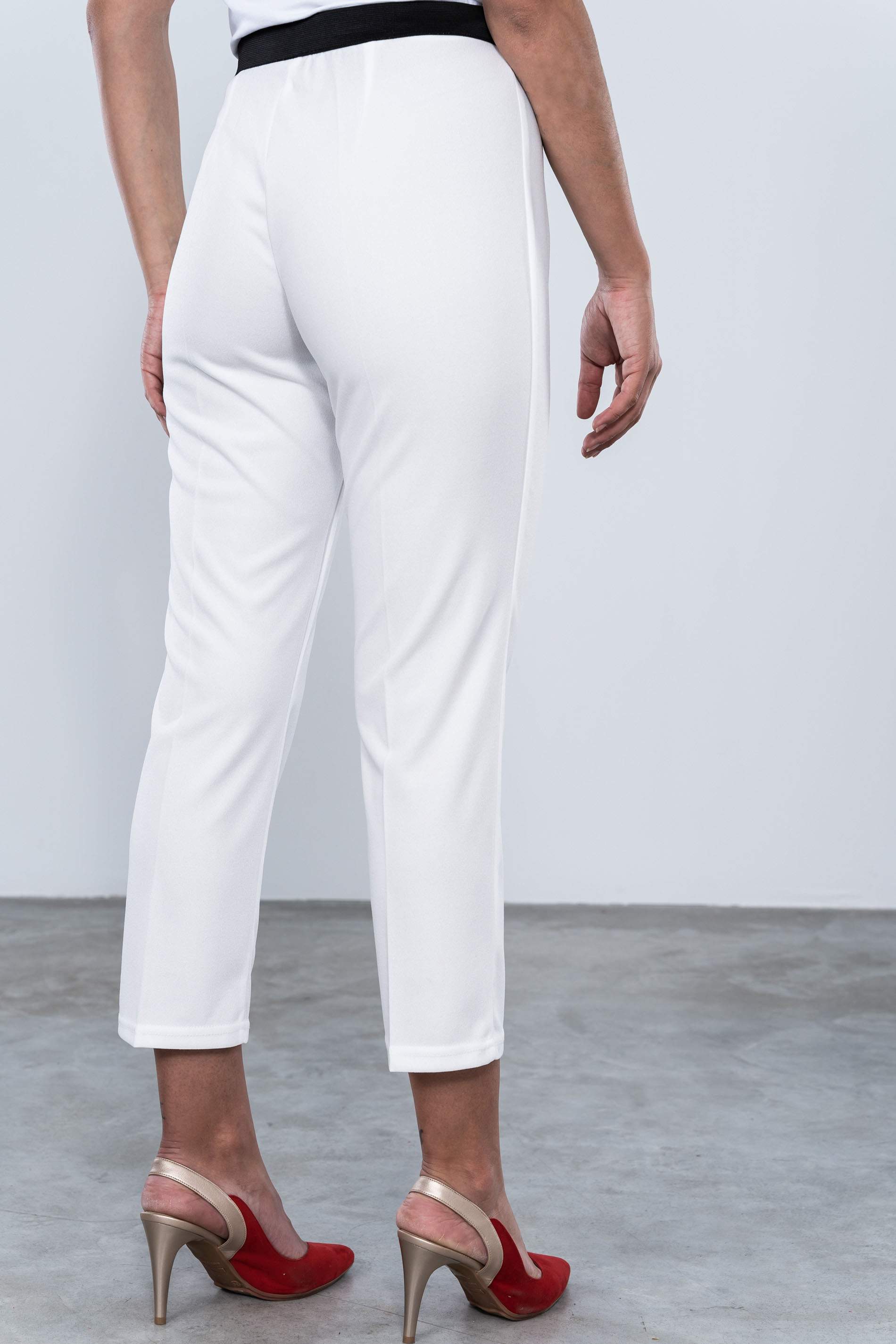 PANTALON GOMA CONTRASTE TOBILLERO BLANCO