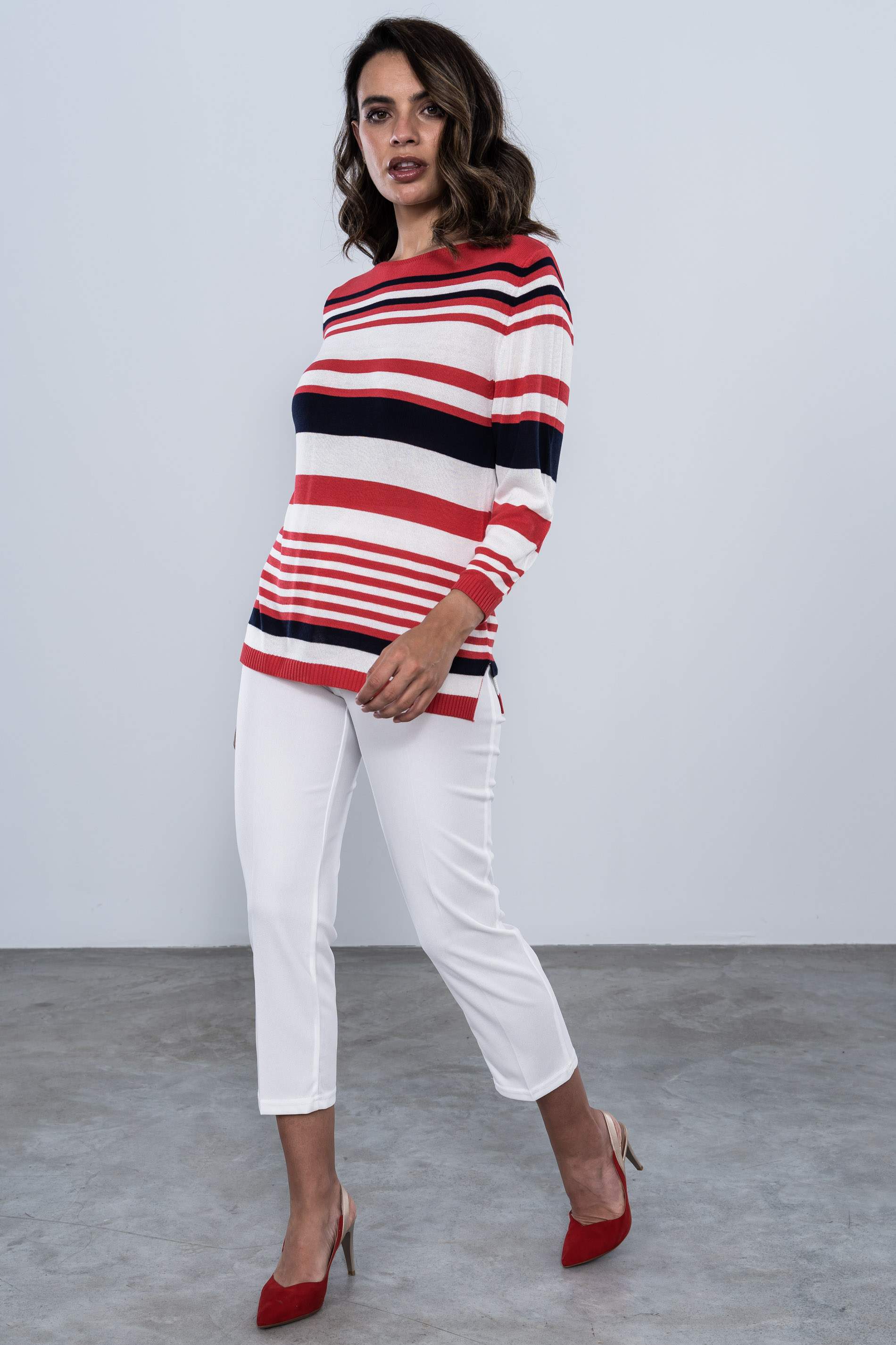 PANTALON GOMA CONTRASTE TOBILLERO BLANCO