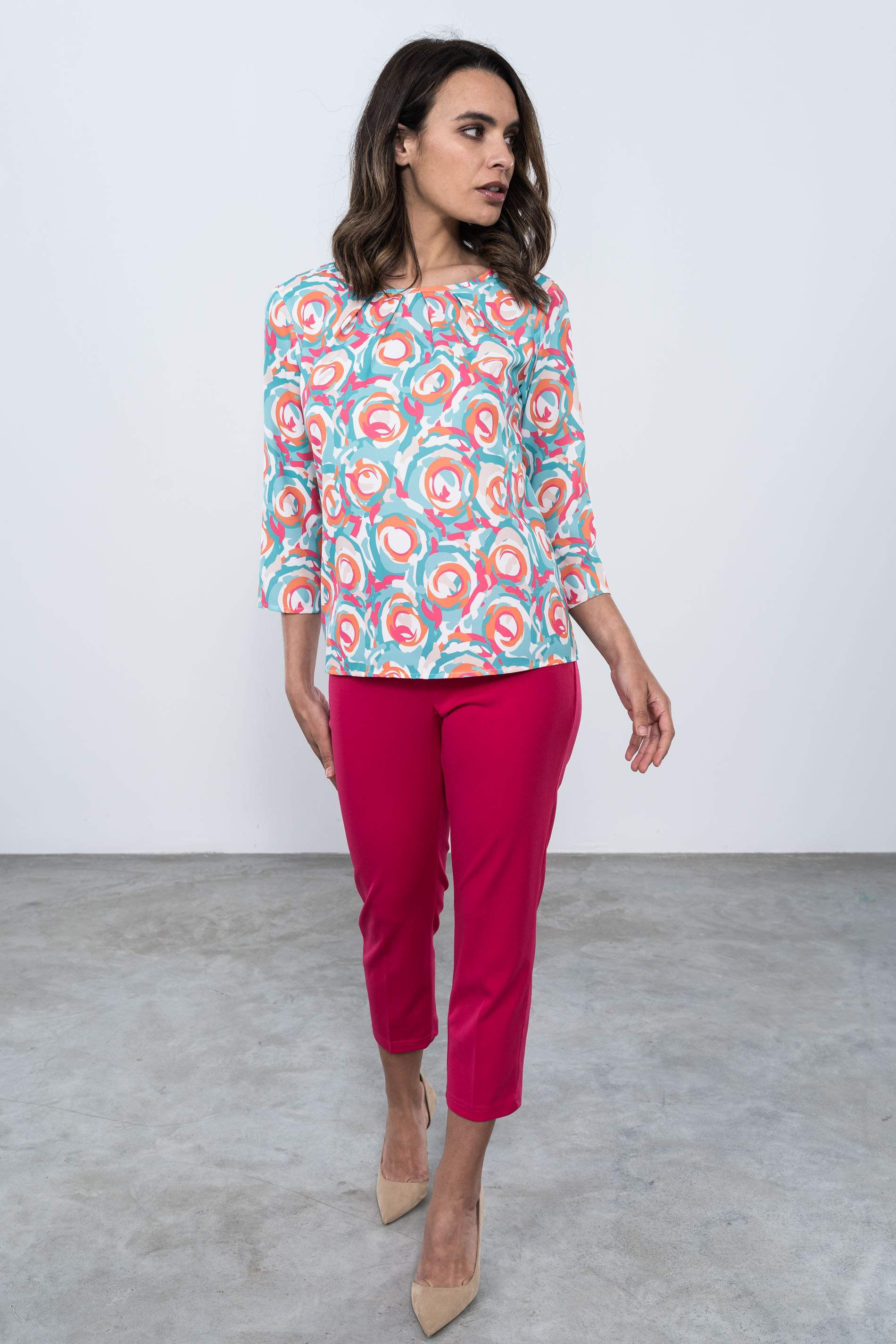PANTALON GOMA CONTRASTE TOBILLERO FUCSIA