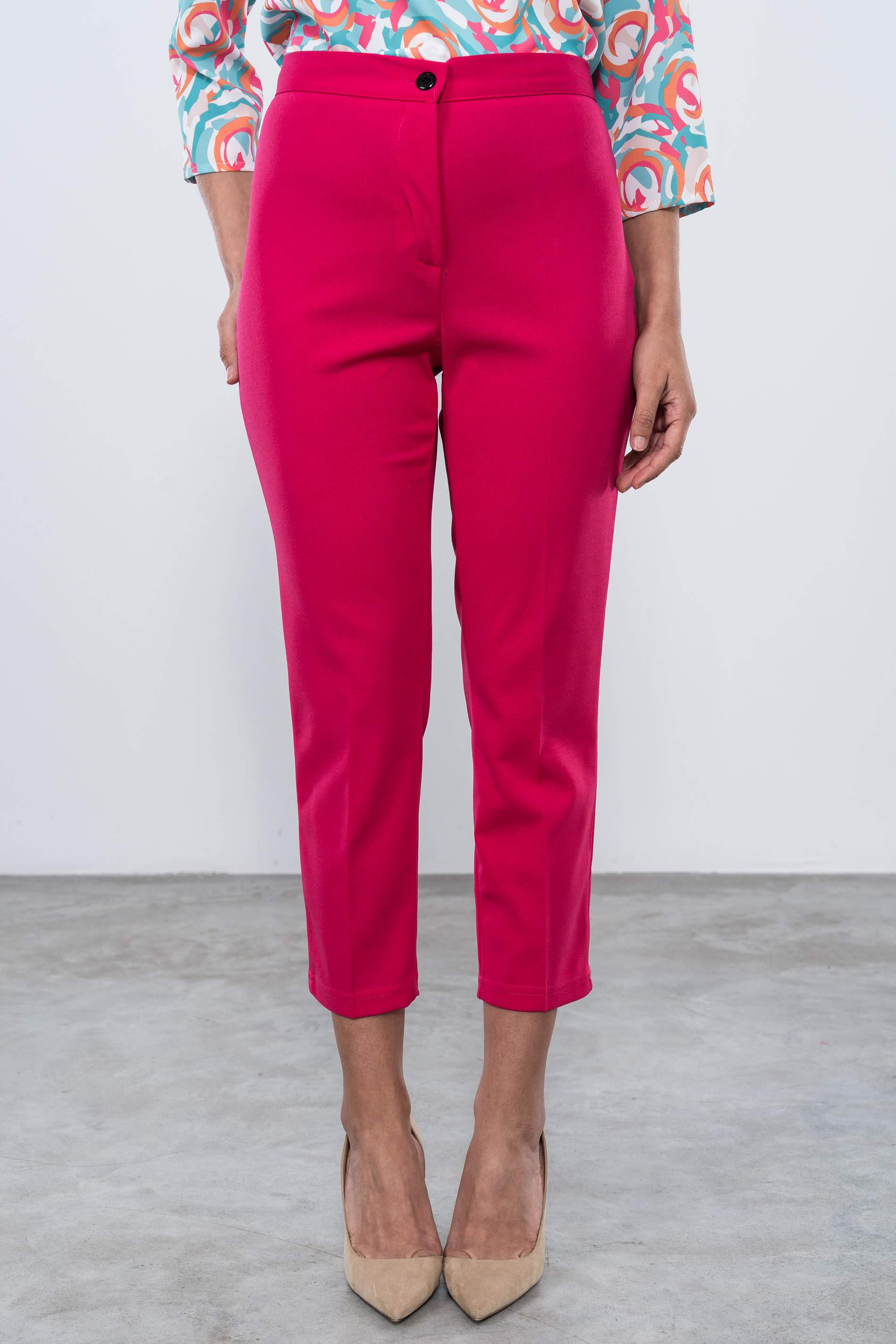 PANTALON GOMA CONTRASTE TOBILLERO FUCSIA