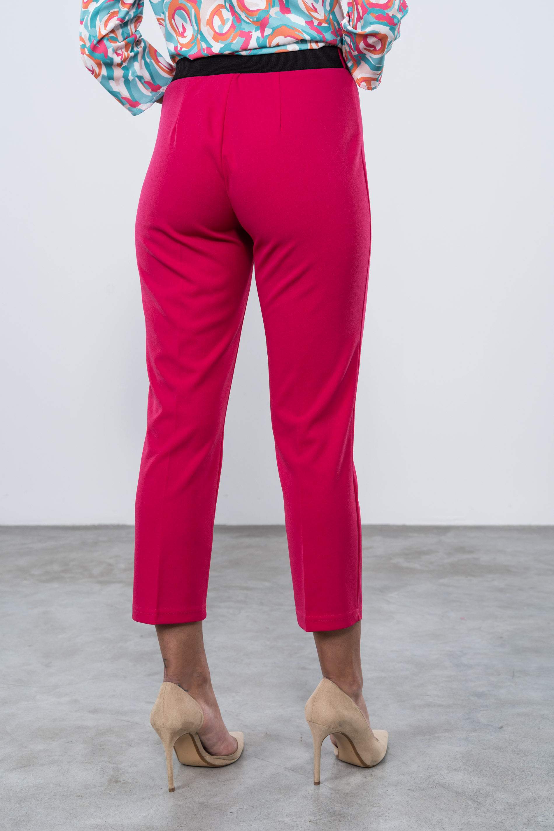 PANTALON GOMA CONTRASTE TOBILLERO FUCSIA