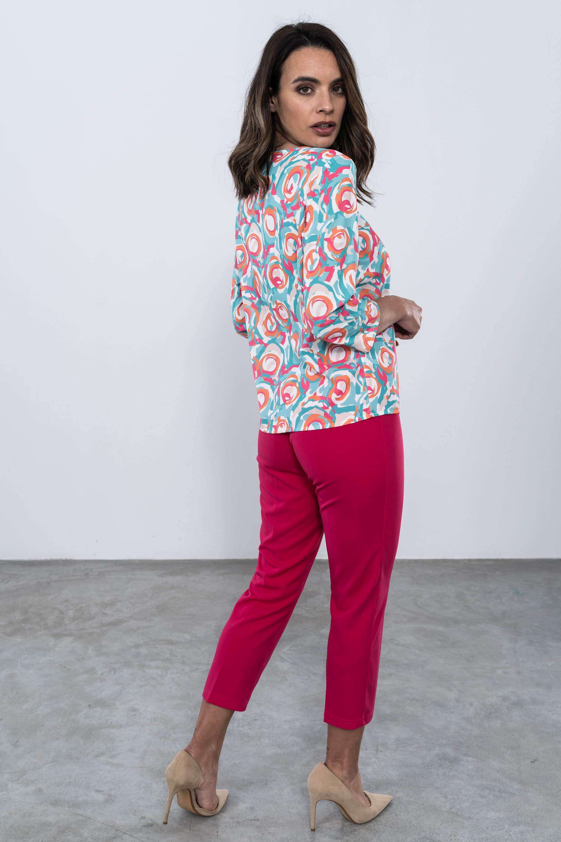 PANTALON GOMA CONTRASTE TOBILLERO FUCSIA