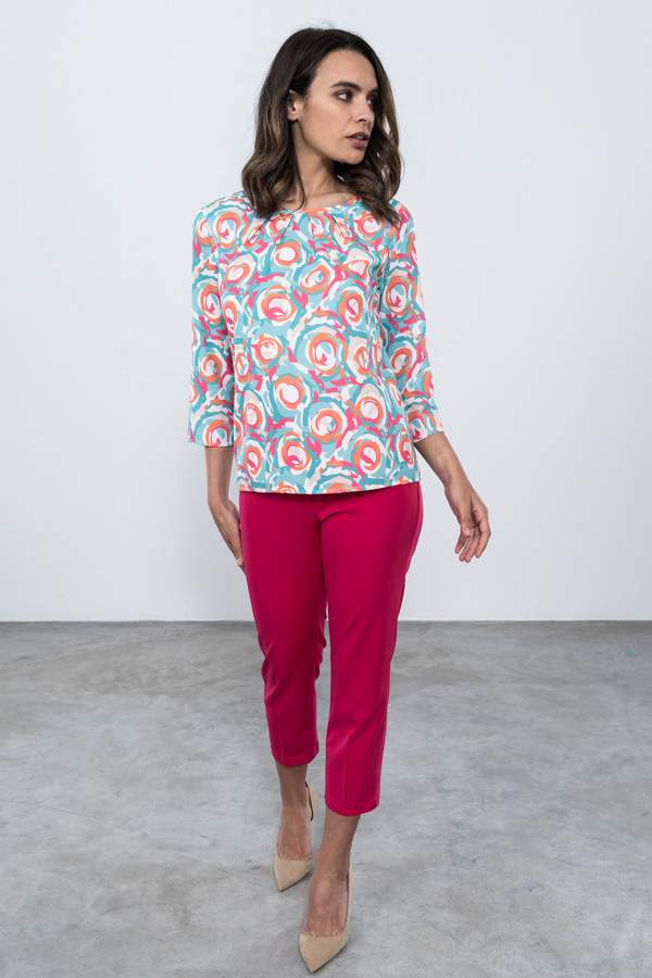 PANTALON GOMA CONTRASTE TOBILLERO FUCSIA