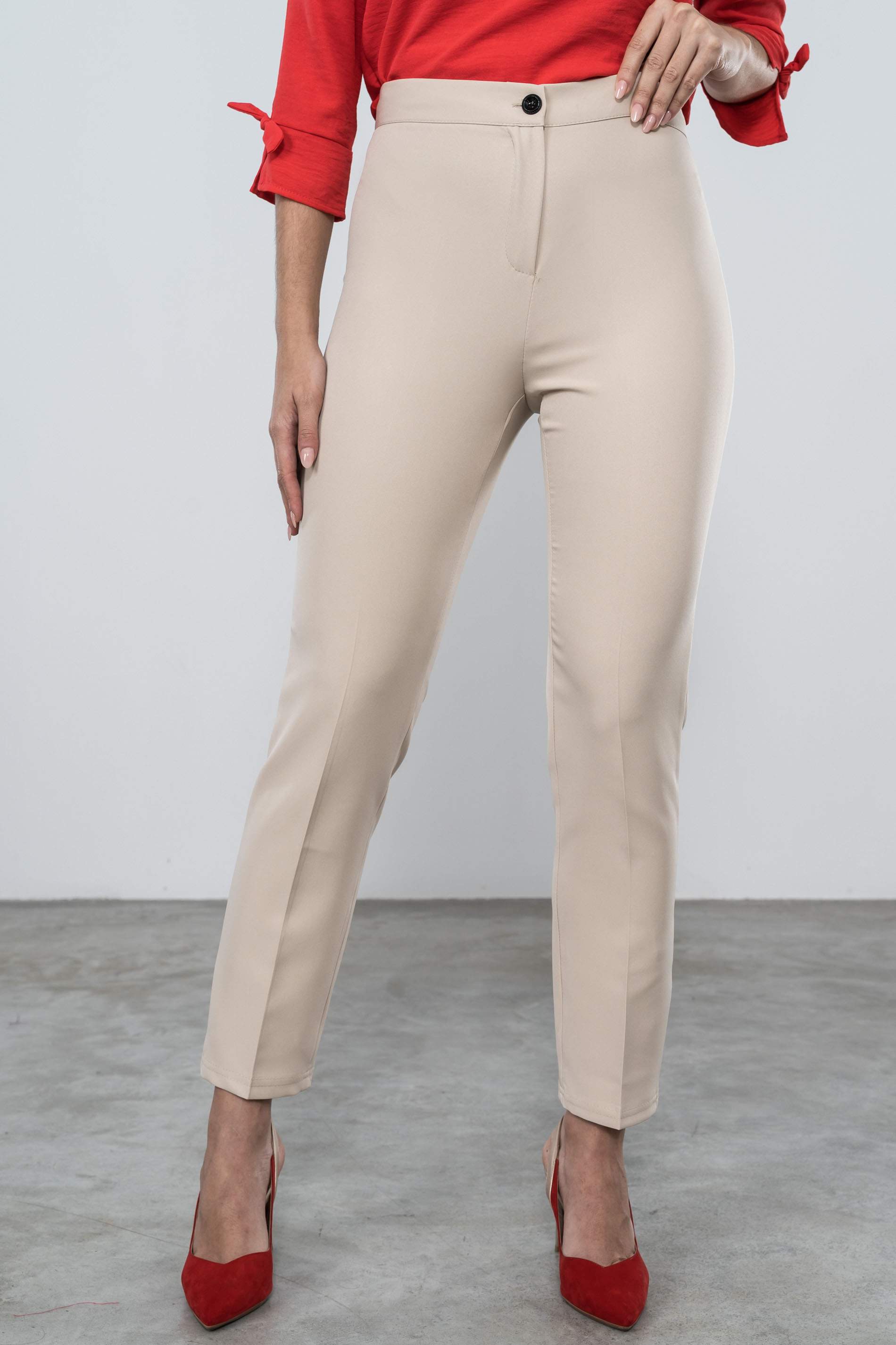 PANTALON VESTIR GOMA CINTURA BEIGE