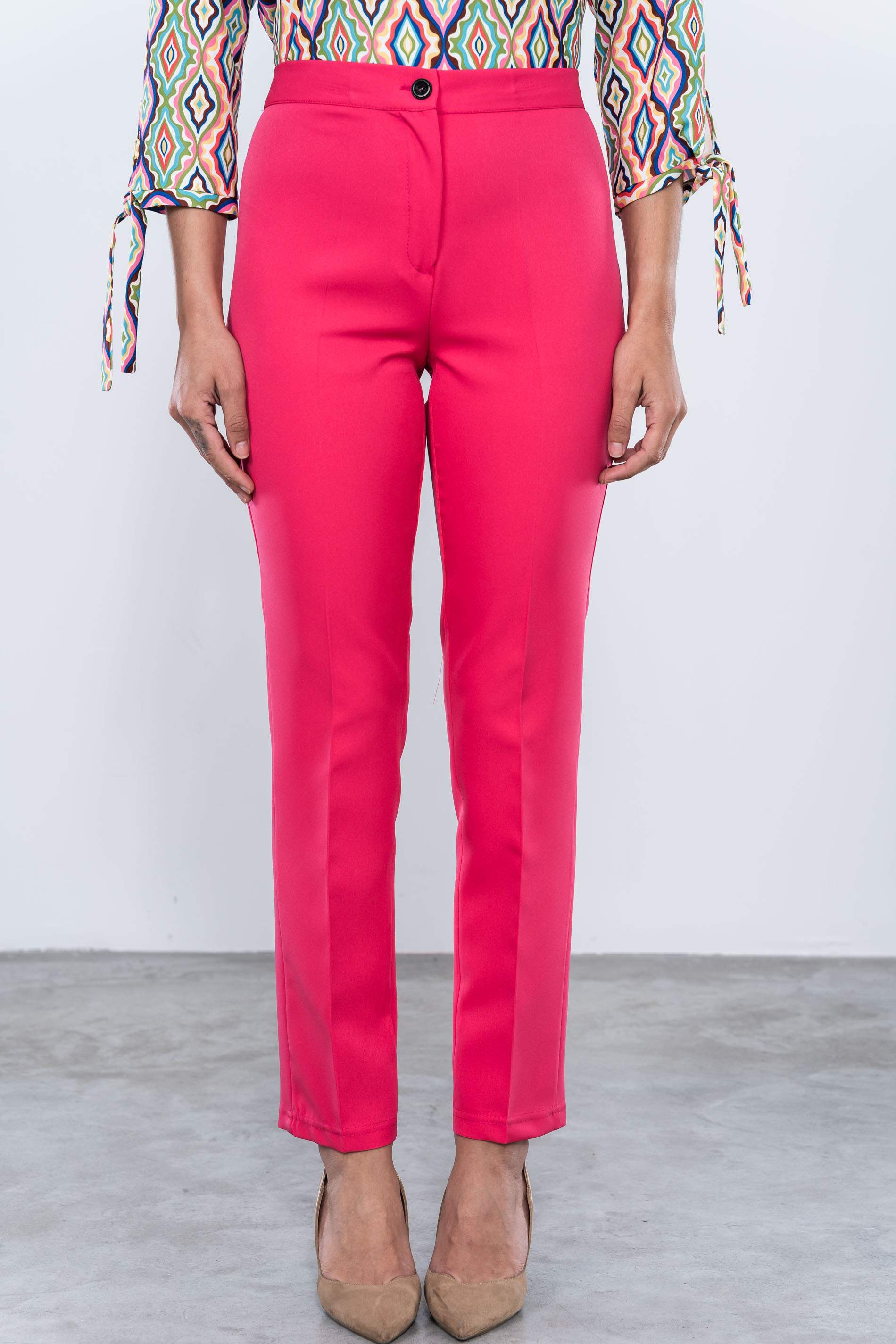 PANTALON VESTIR GOMA CINTURA FUCSIA