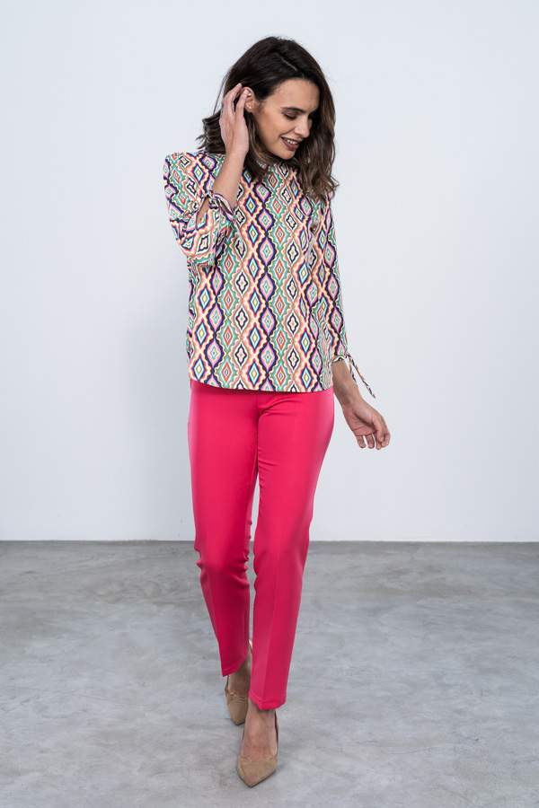 PANTALON VESTIR GOMA CINTURA FUCSIA