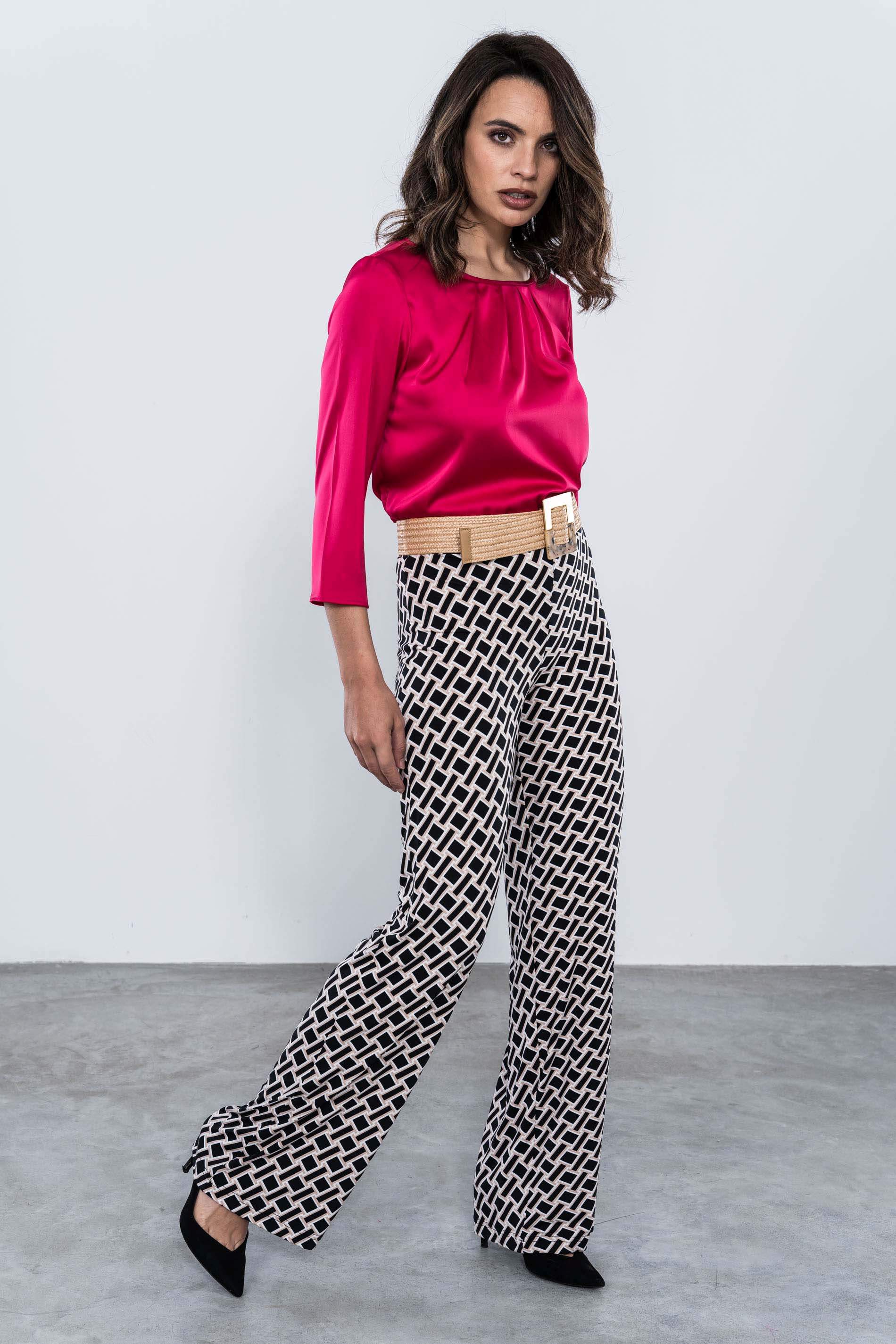 BLUSA PLIEGUES SATINADA FUCSIA