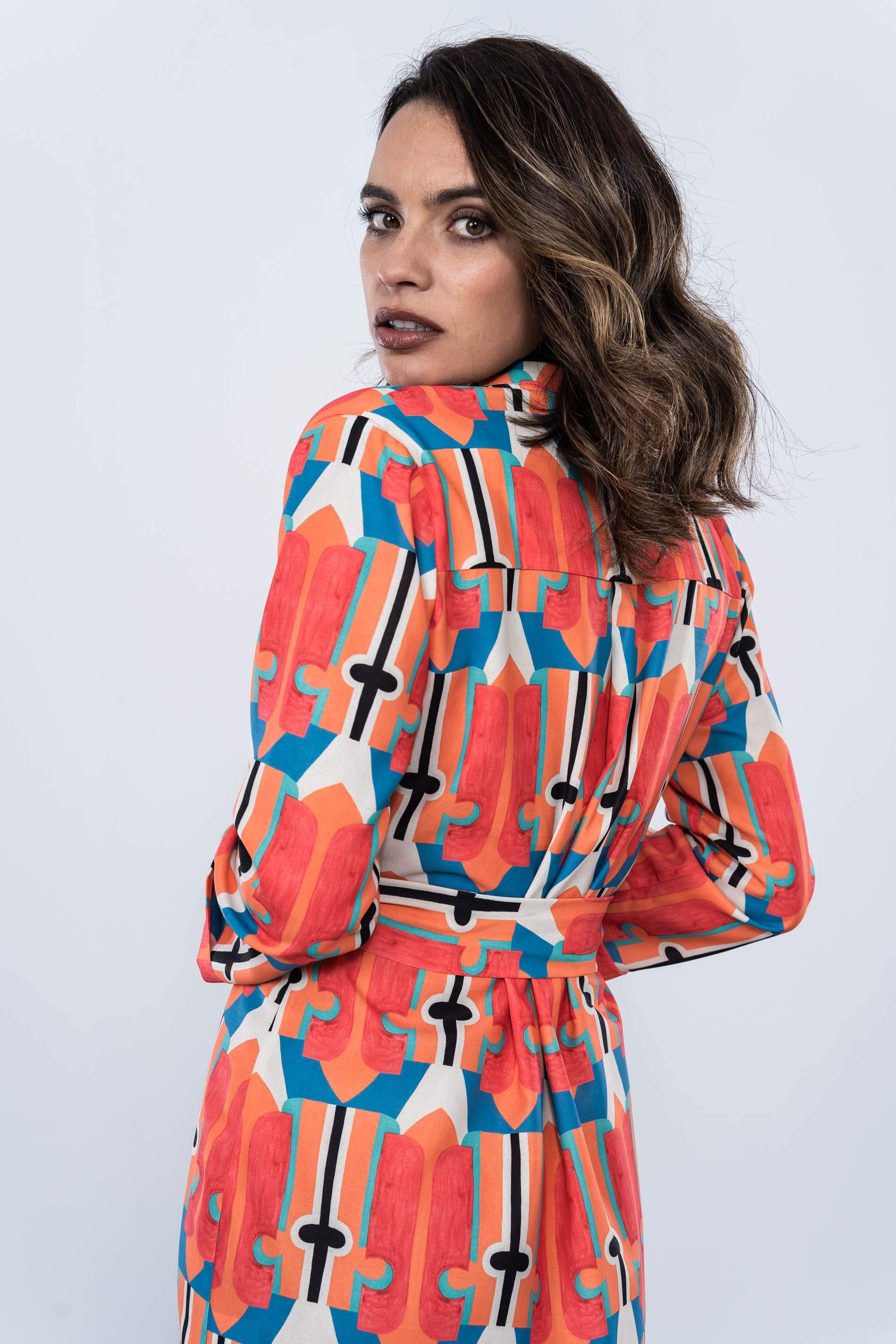 VESTIDO ESTAMPADO TABLA CINTURON