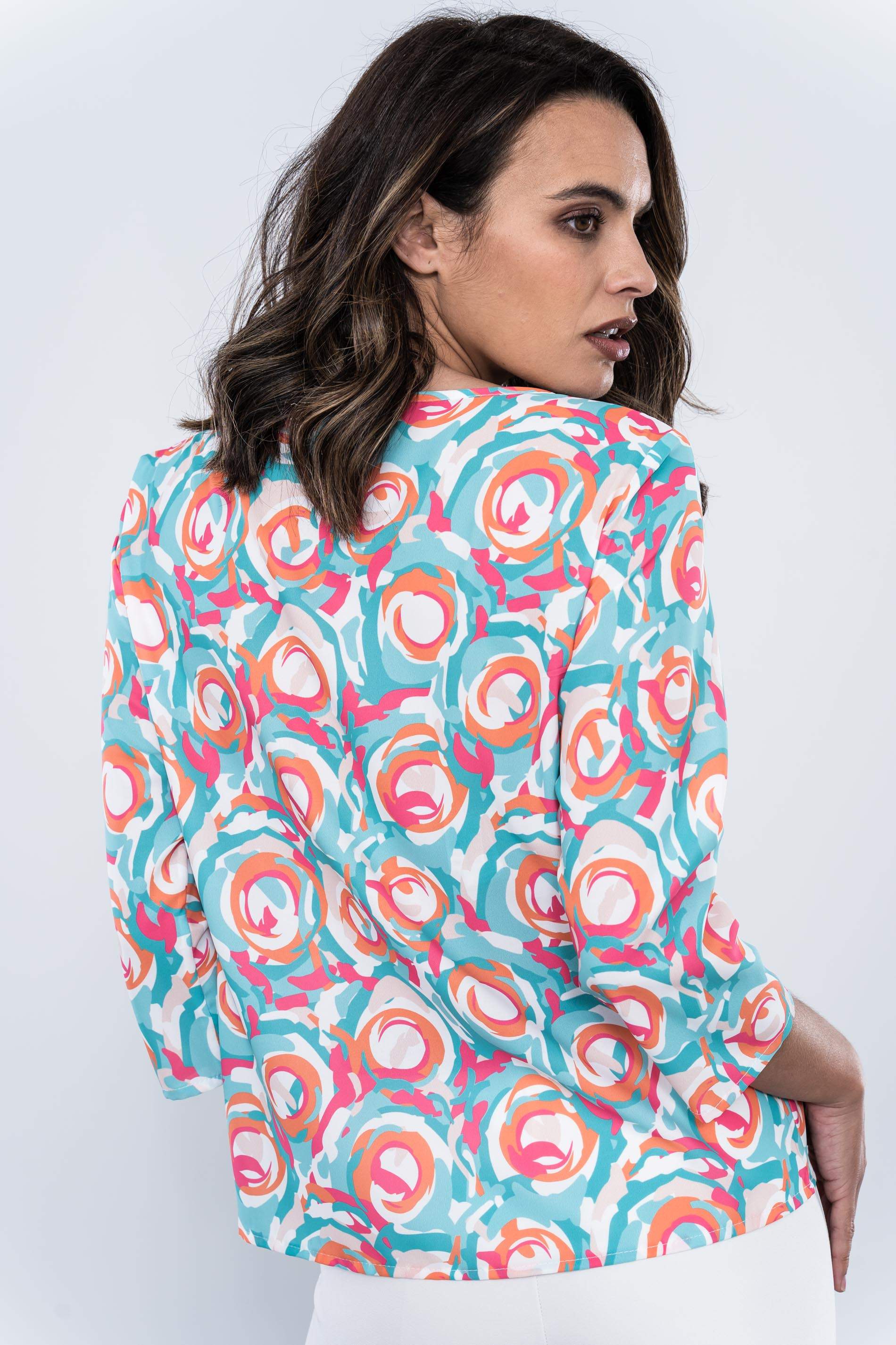 BLUSA PLIEGUES SATINADA CIRCULAR