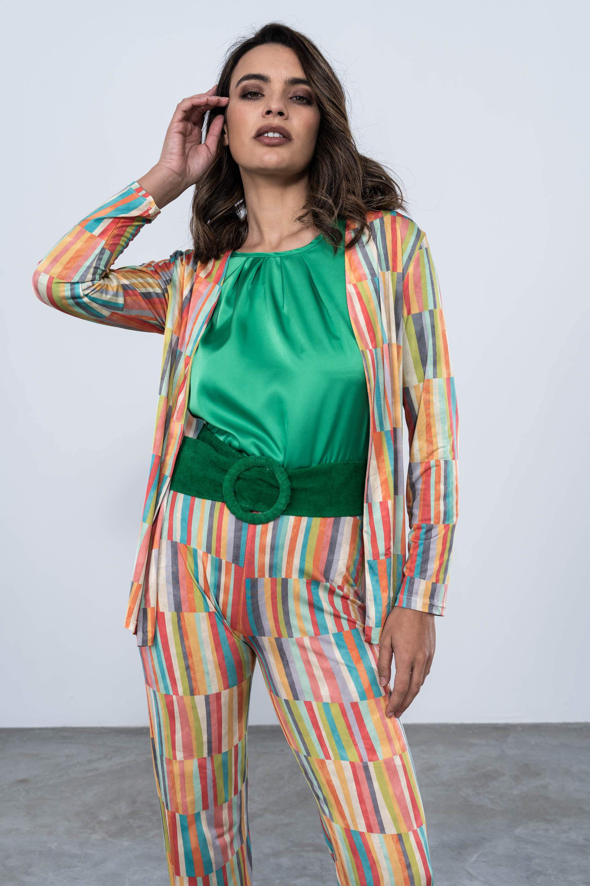 BLUSA PLIEGUES SATINADA VERDE