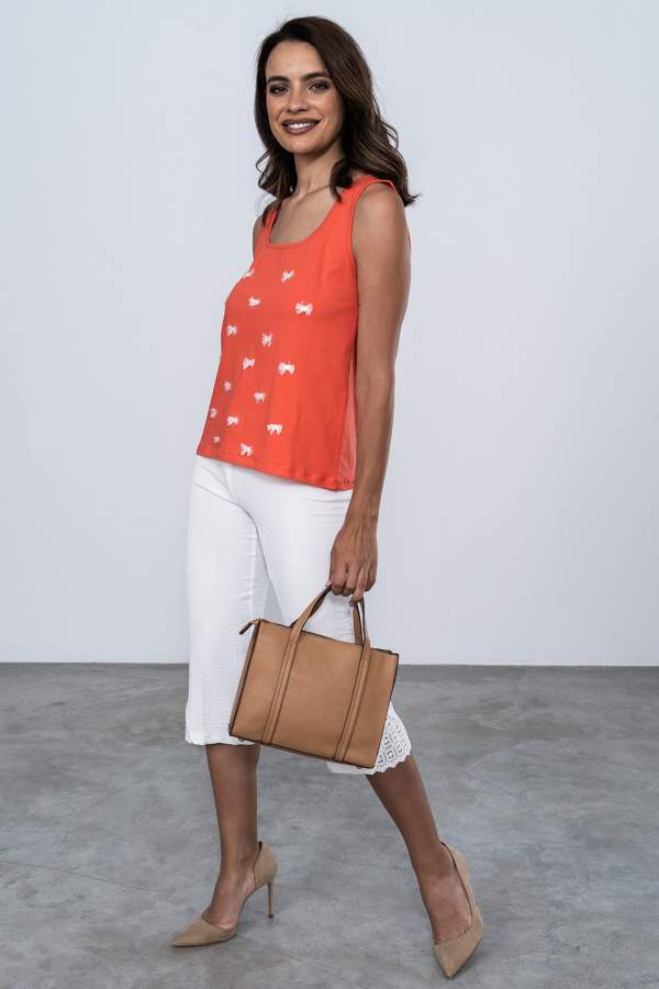 PANTALON CROPE ENCAJE BLANCO
