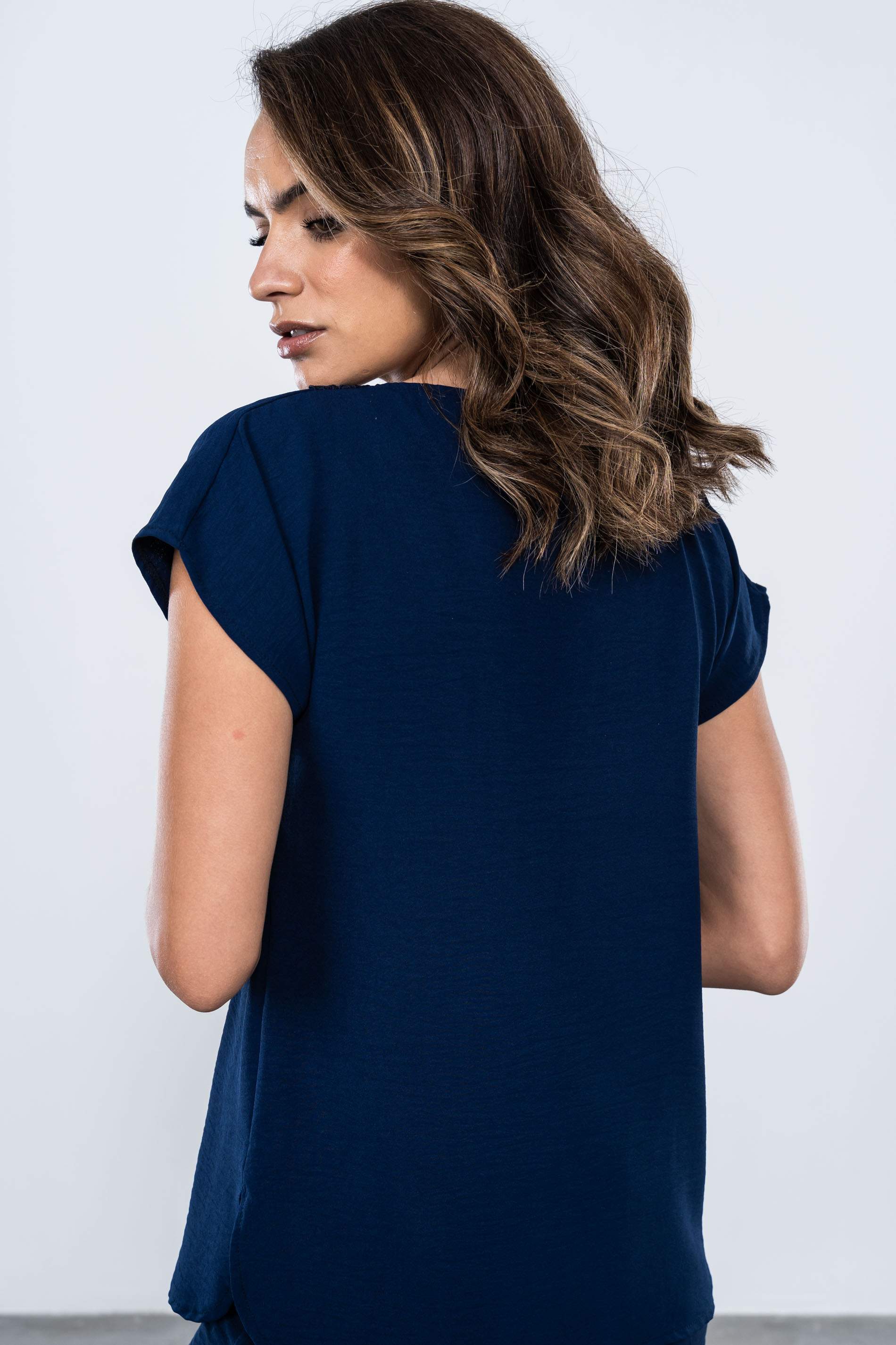 BLUSA TIRA ENCAJE MARINO