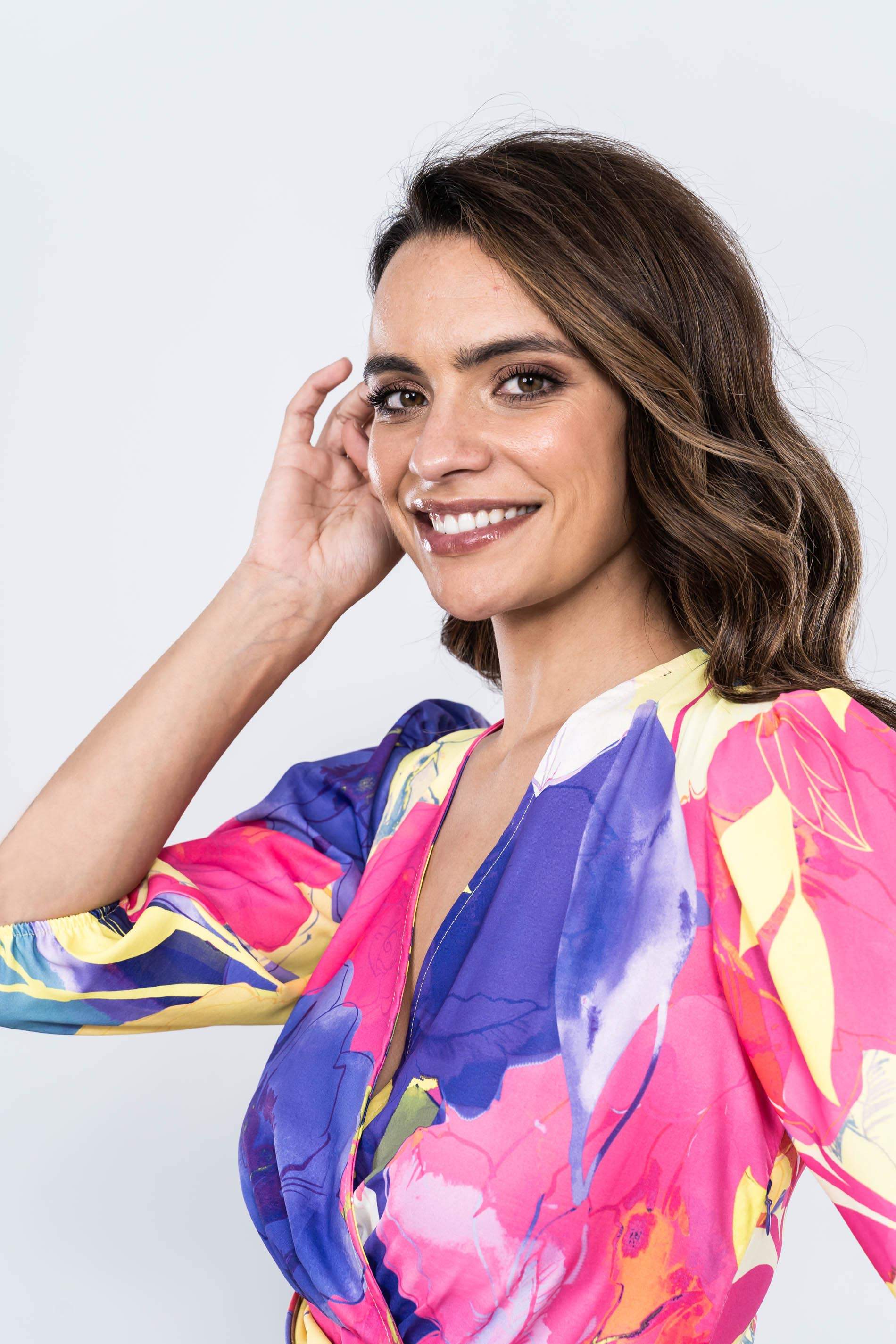 VESTIDO DRAPEADO CINTURA FLORAL
