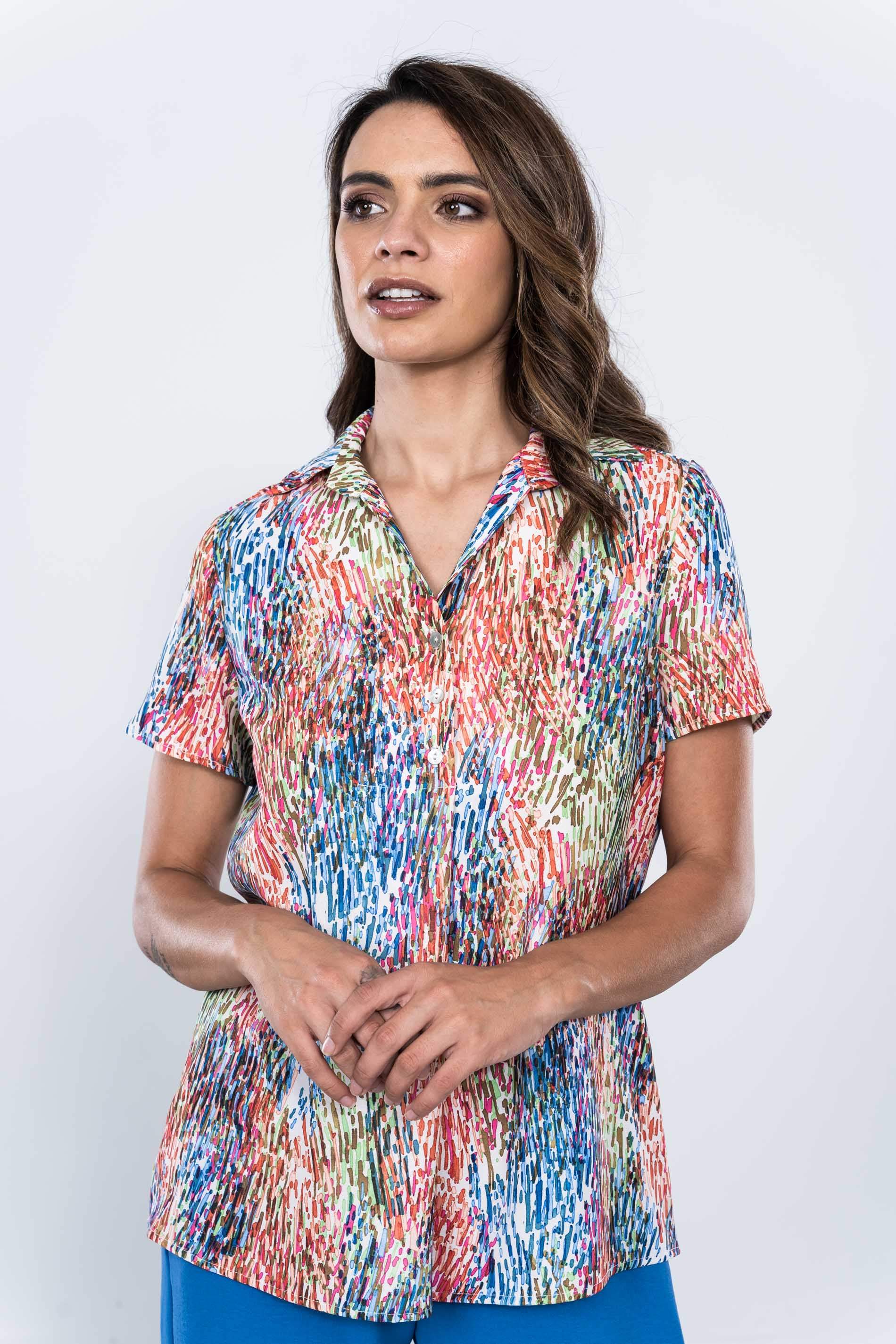 BLUSA BOTONES TABLA MANGA CORTA