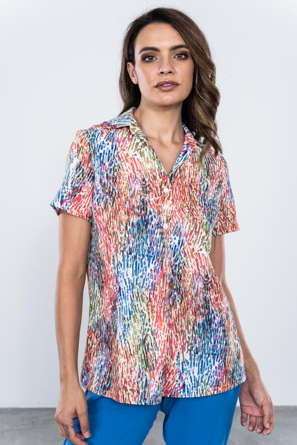 BLUSA BOTONES TABLA MANGA CORTA
