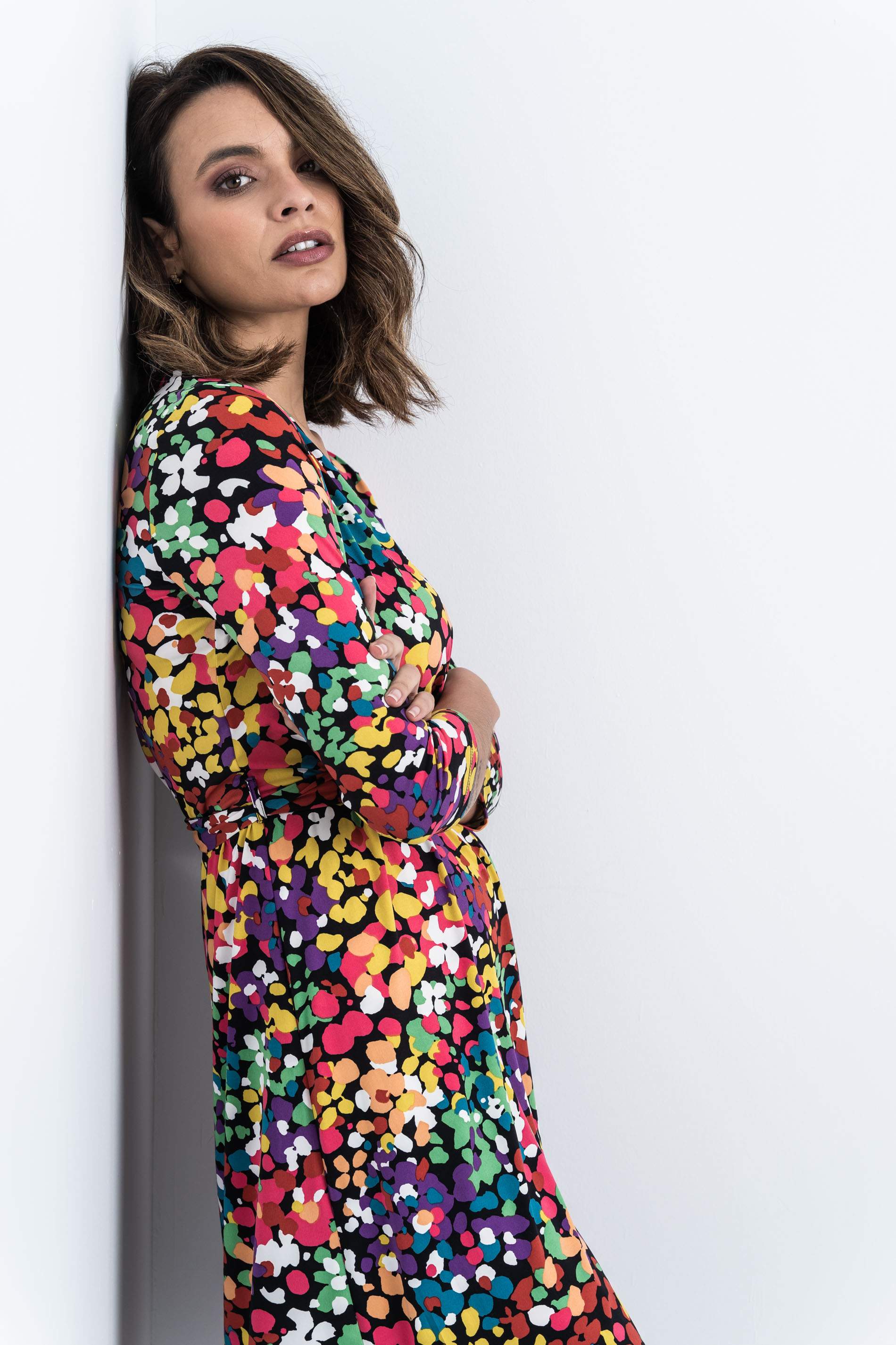 VESTIDO PUNTO EFECTO CRUZADO NEGRO