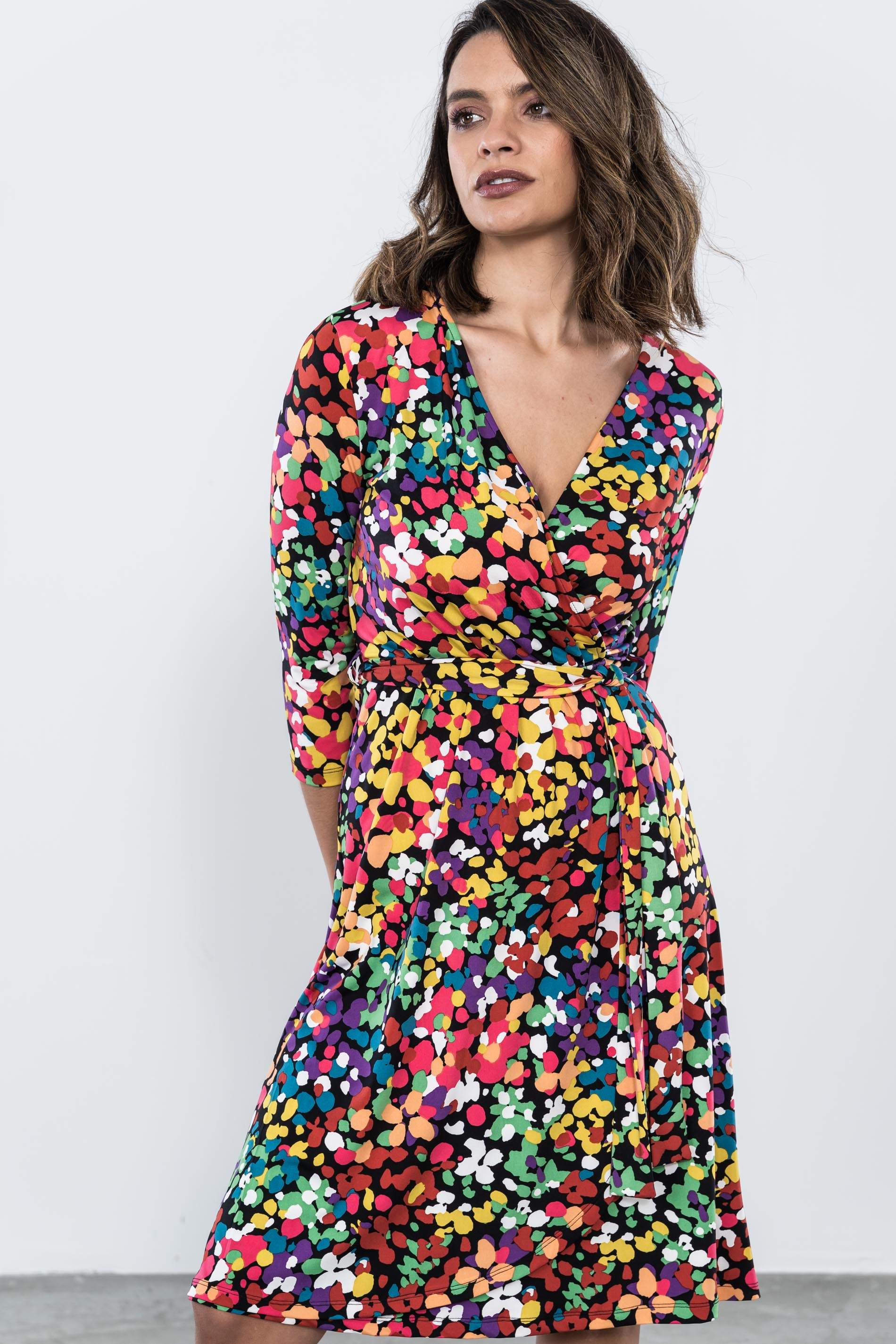 VESTIDO PUNTO EFECTO CRUZADO NEGRO
