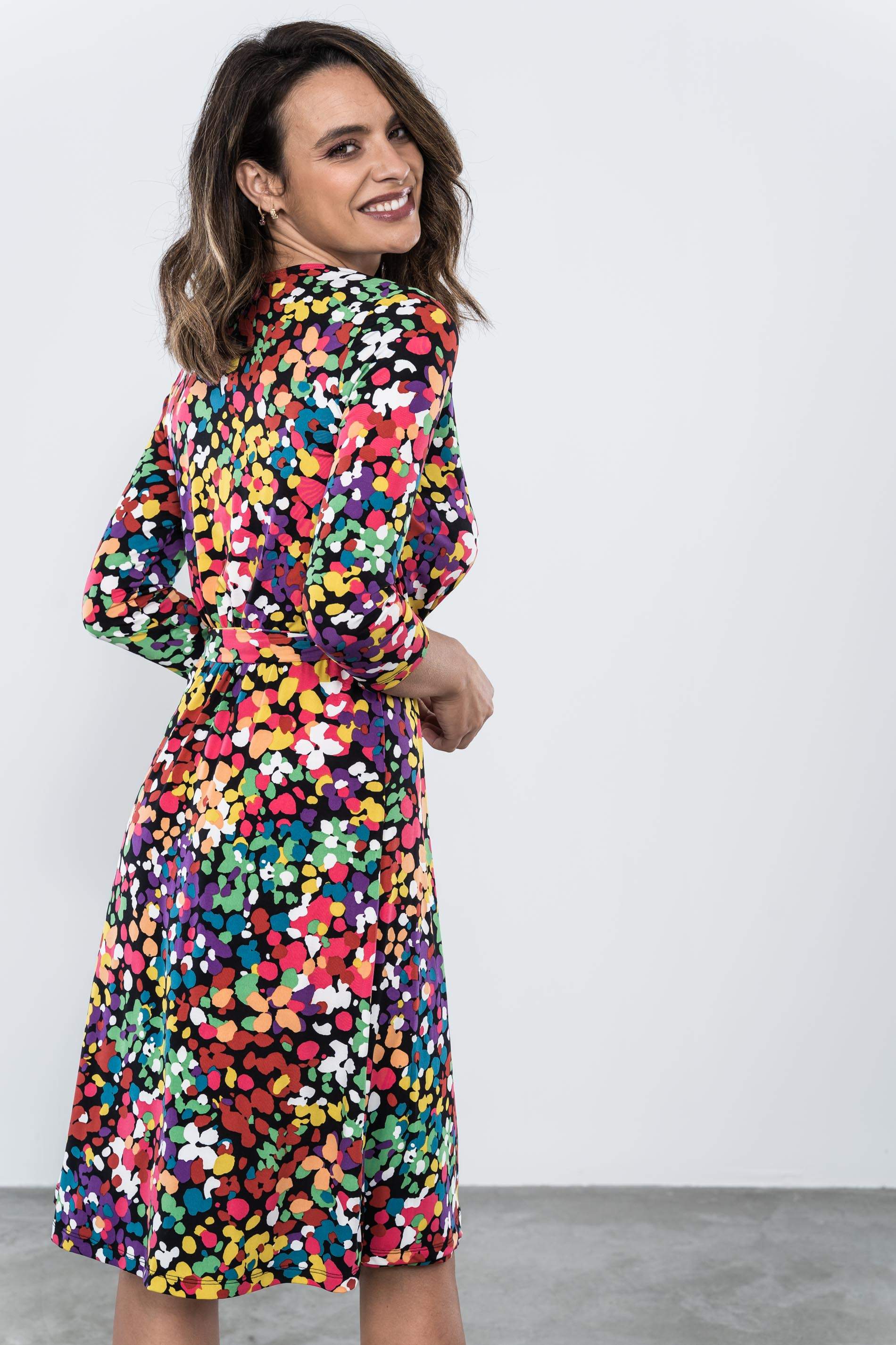 VESTIDO PUNTO EFECTO CRUZADO NEGRO