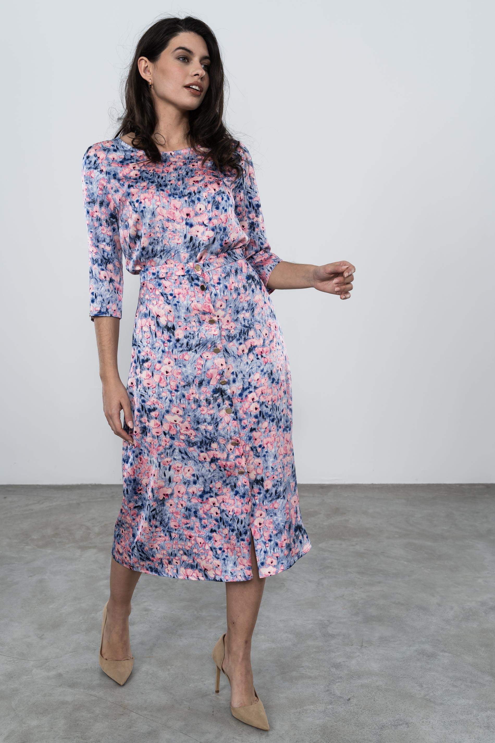 BLUSA SATINADA ESTAMPADO AZUL