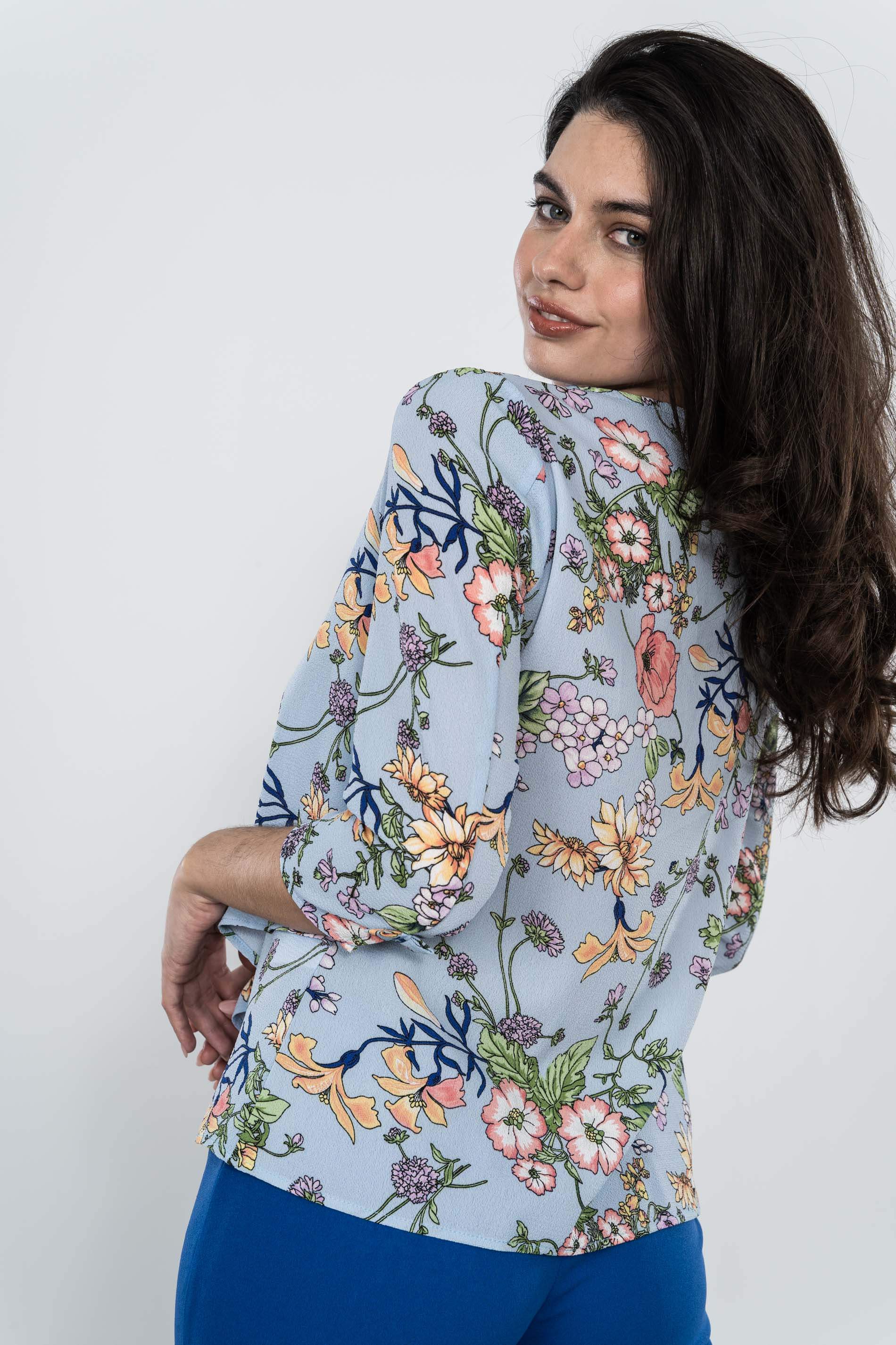 BLUSA CAPA DELANTERA AMAPOLAS AZUL