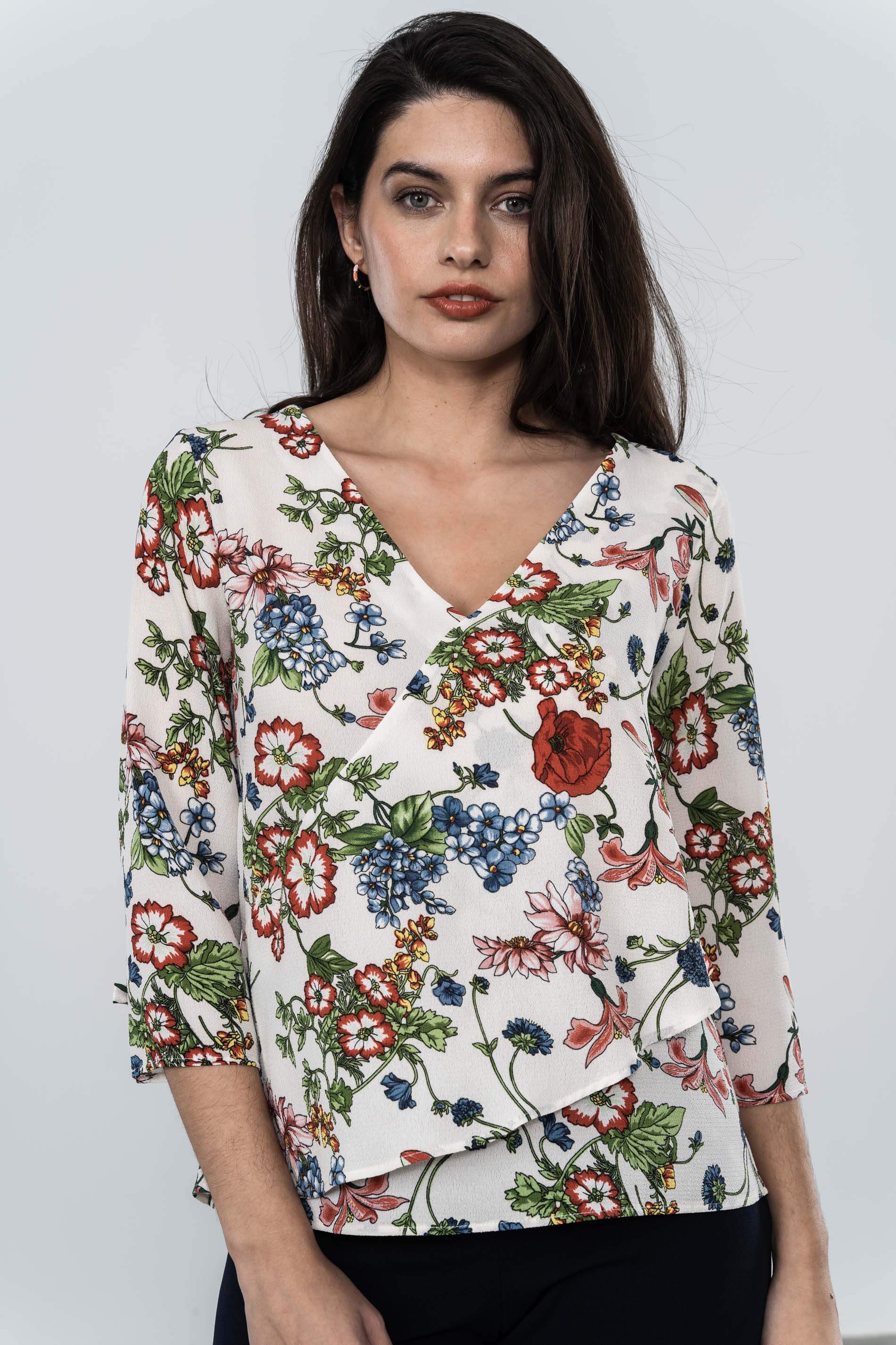 BLUSA CAPA DELANTERA AMAPOLAS BEIGE