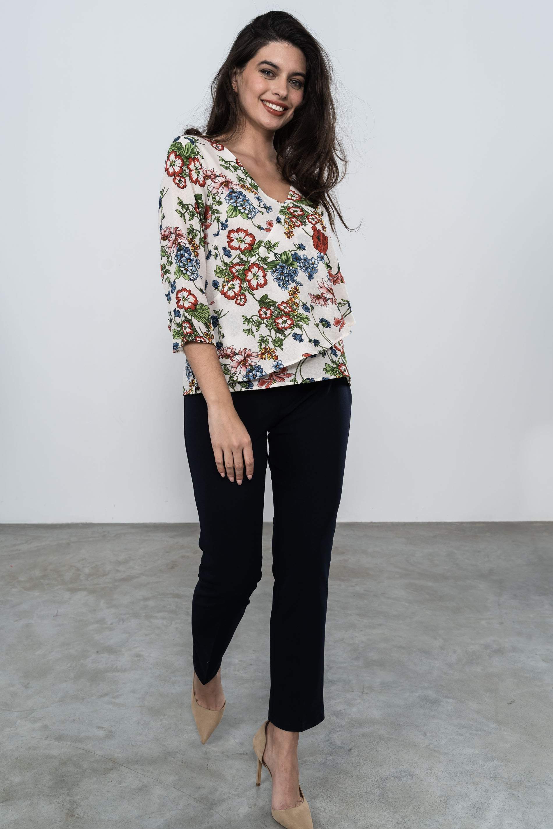 BLUSA CAPA DELANTERA AMAPOLAS BEIGE