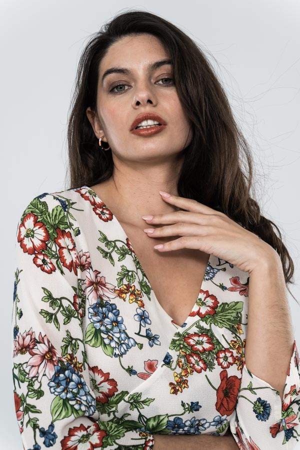 BLUSA CAPA DELANTERA AMAPOLAS BEIGE
