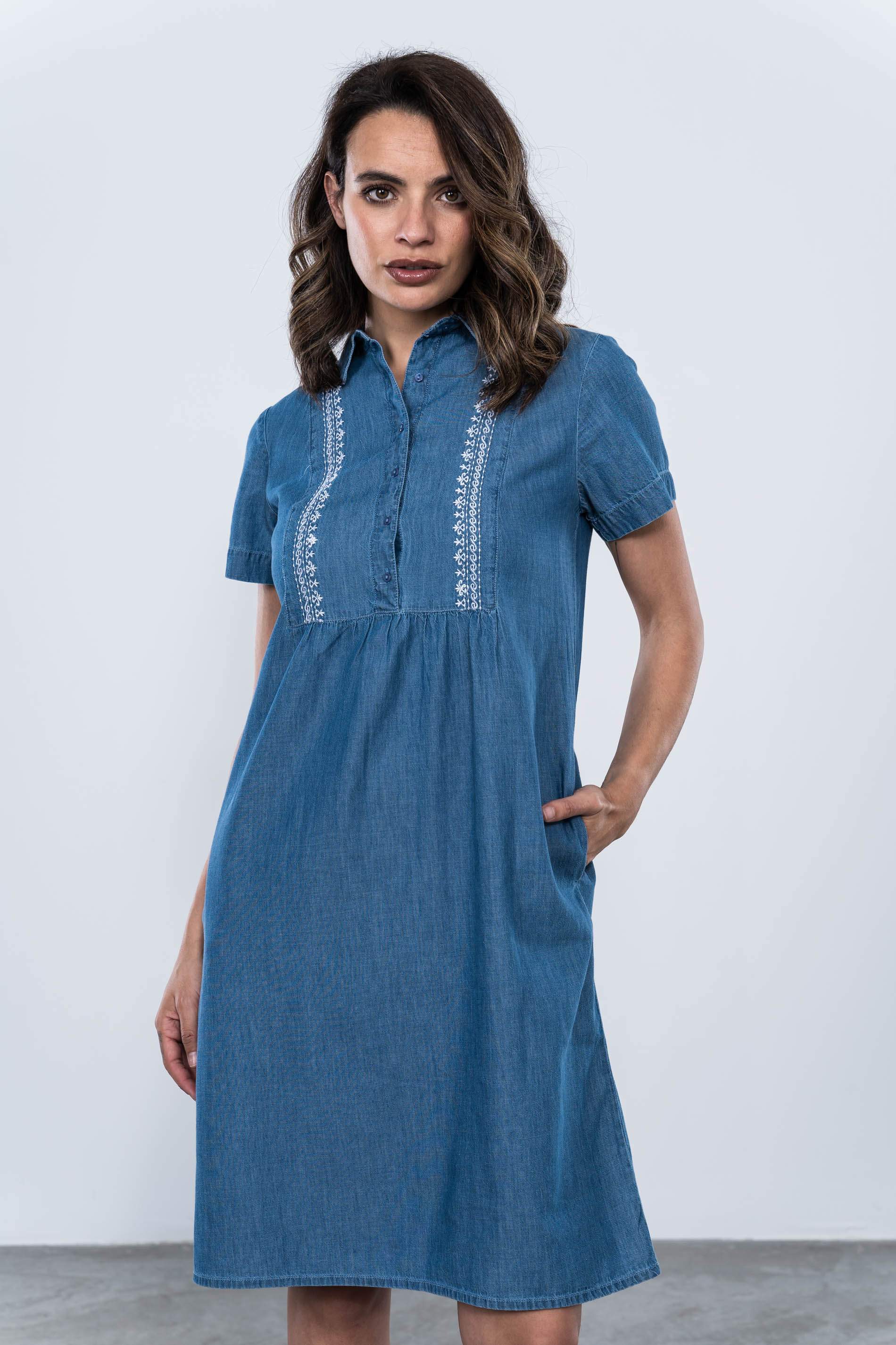 VESTIDO DENIM BORDADO CENEFA MC