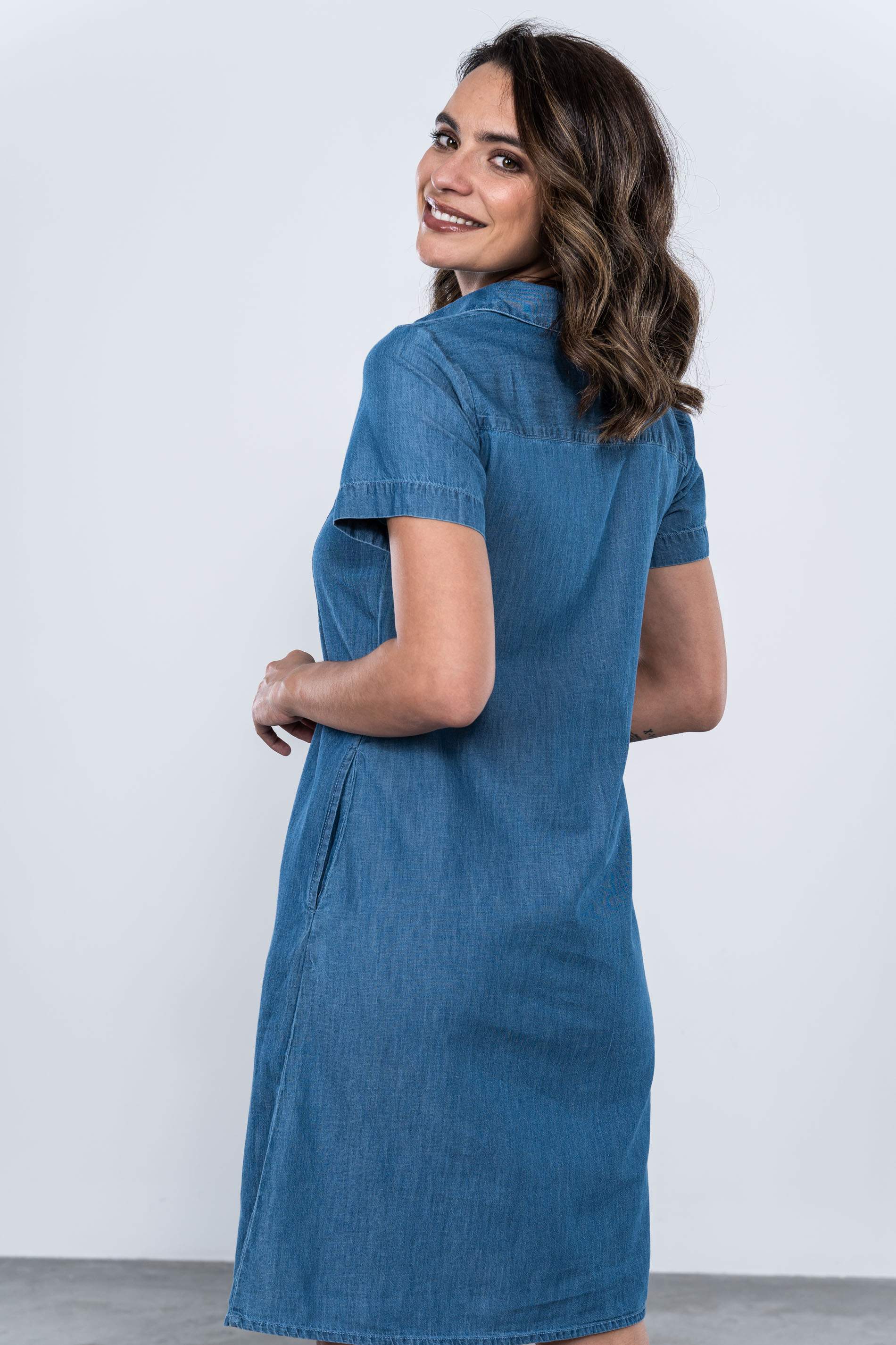 VESTIDO DENIM BORDADO CENEFA MC