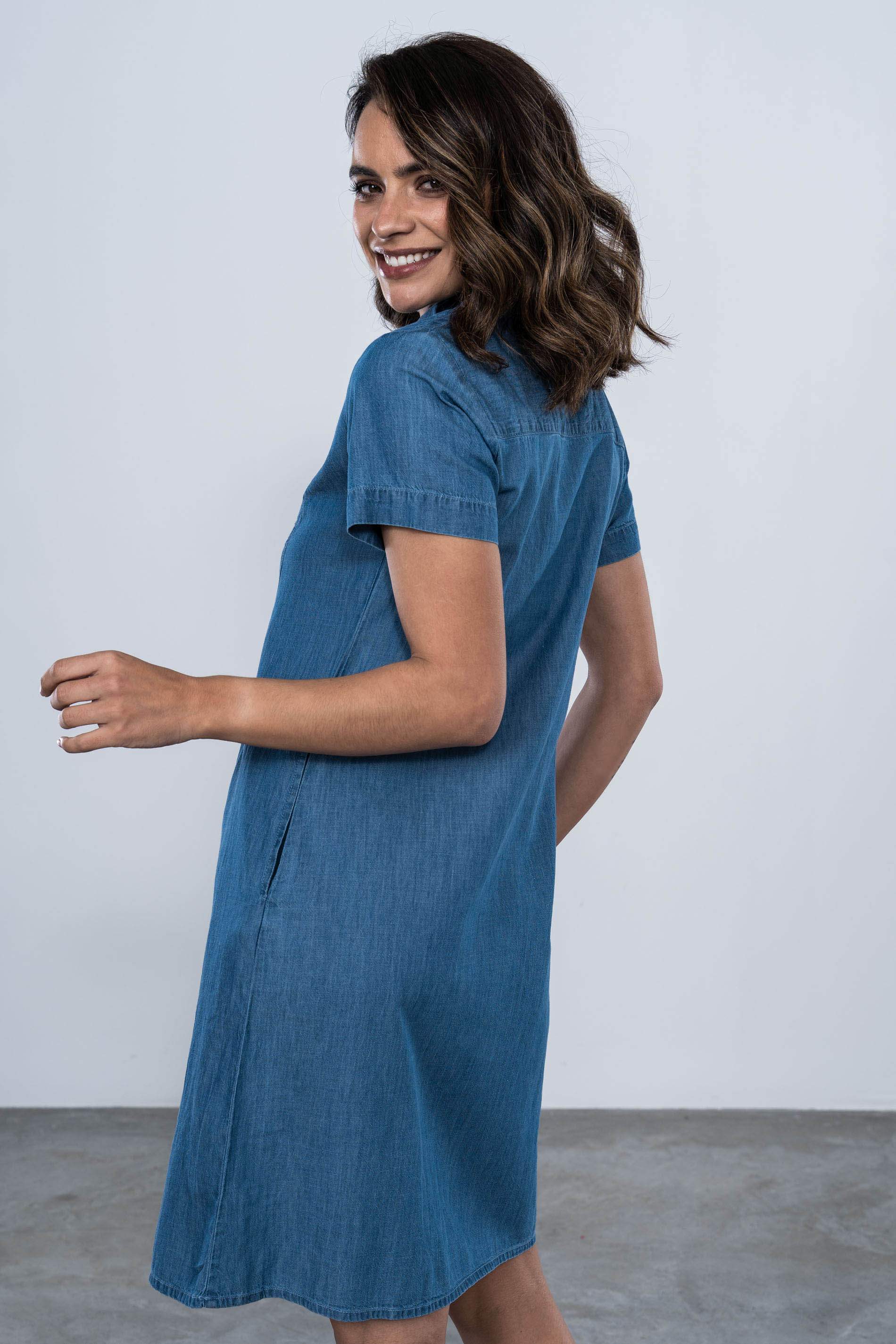 VESTIDO DENIM BORDADO AL TONO MC