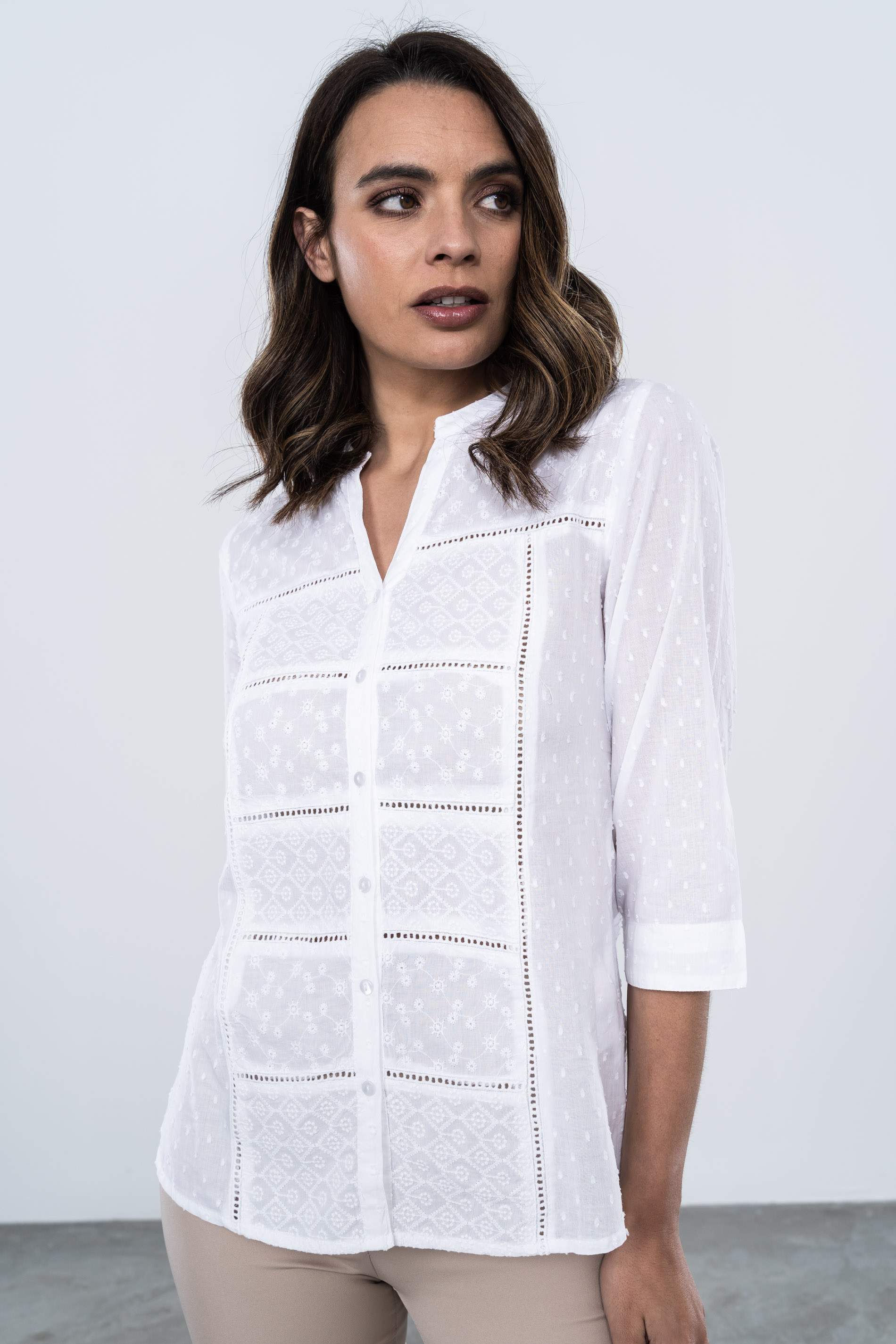BLUSA PLUMETI PANELES BORDADOS MF