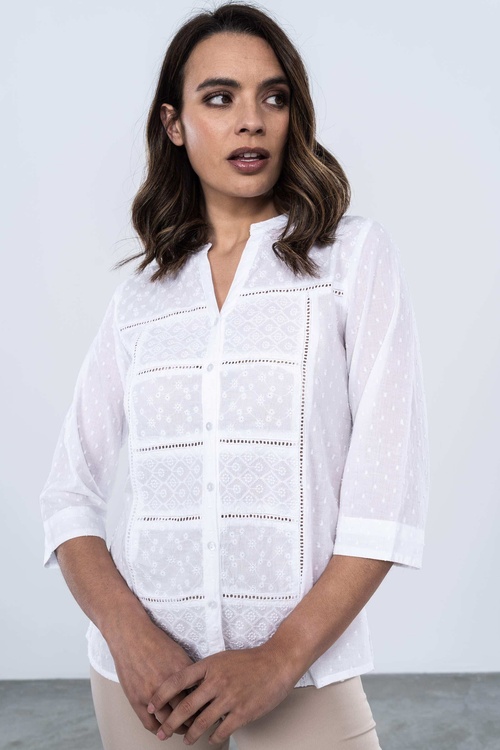 BLUSA PLUMETI PANELES BORDADOS MF