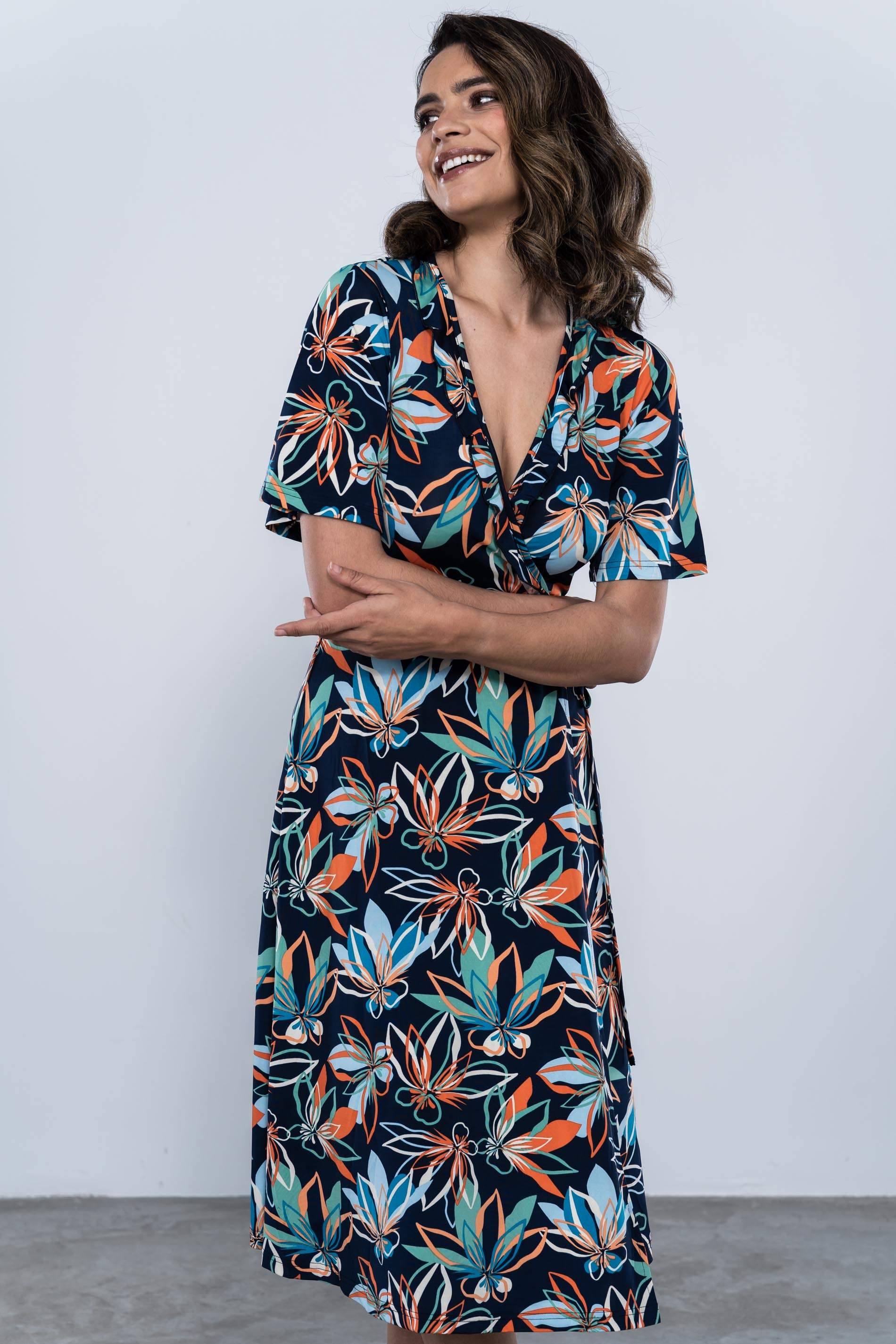 Vestido floral top cruzado