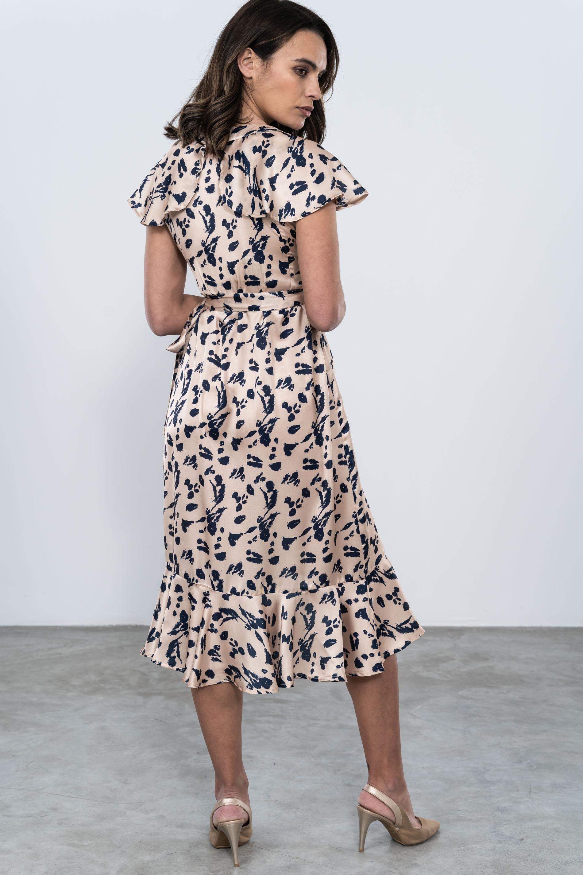 VESTIDO SATINADO ESTAMPADO MANCHAS
