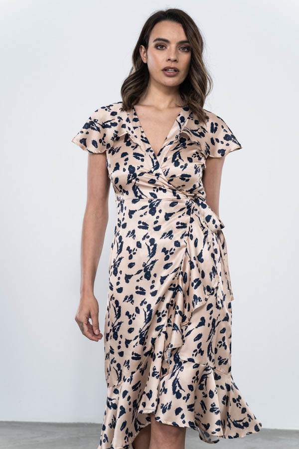 VESTIDO SATINADO ESTAMPADO MANCHAS