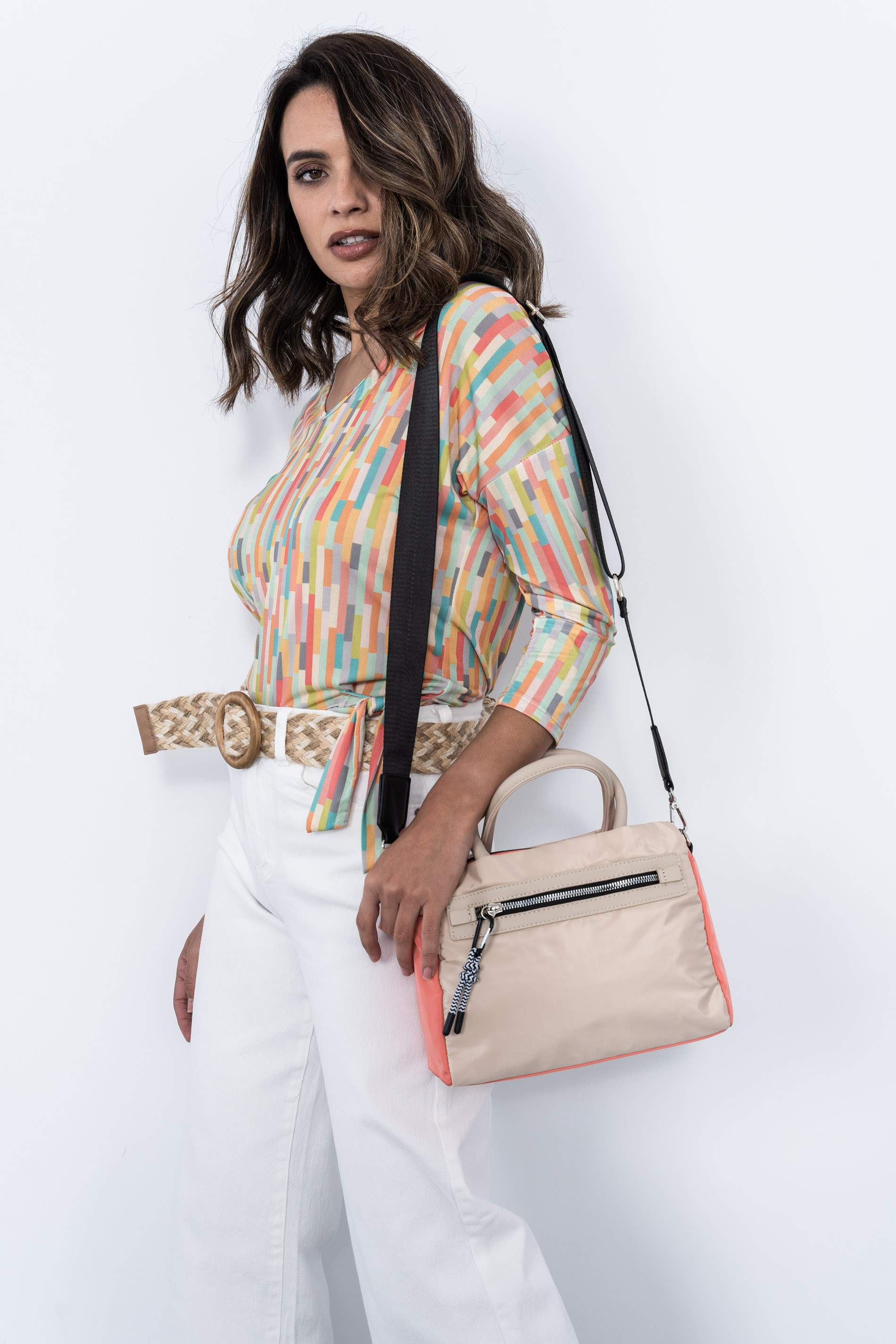BOLSO COMBINADO NYLON CORAL