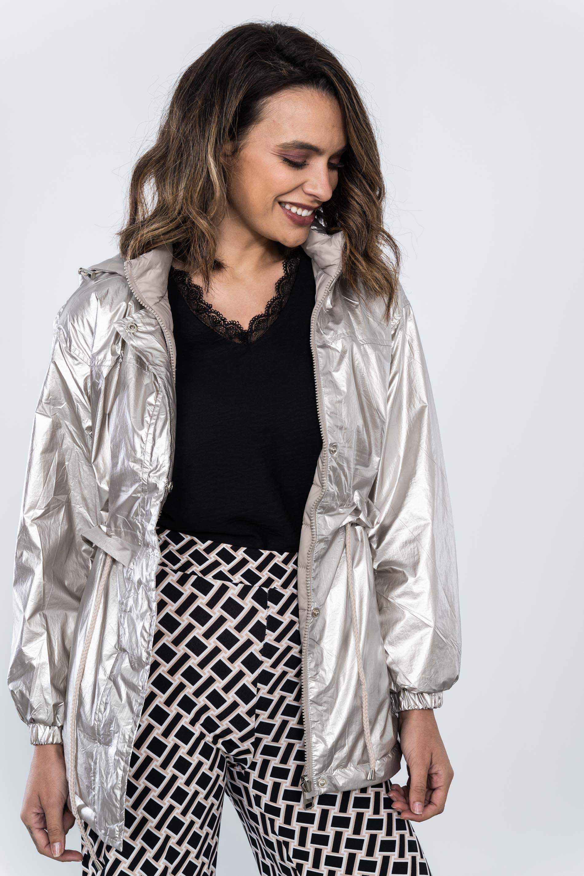 PARKA LIGERA REVERSIBLE METALIZADA CHAMPAN