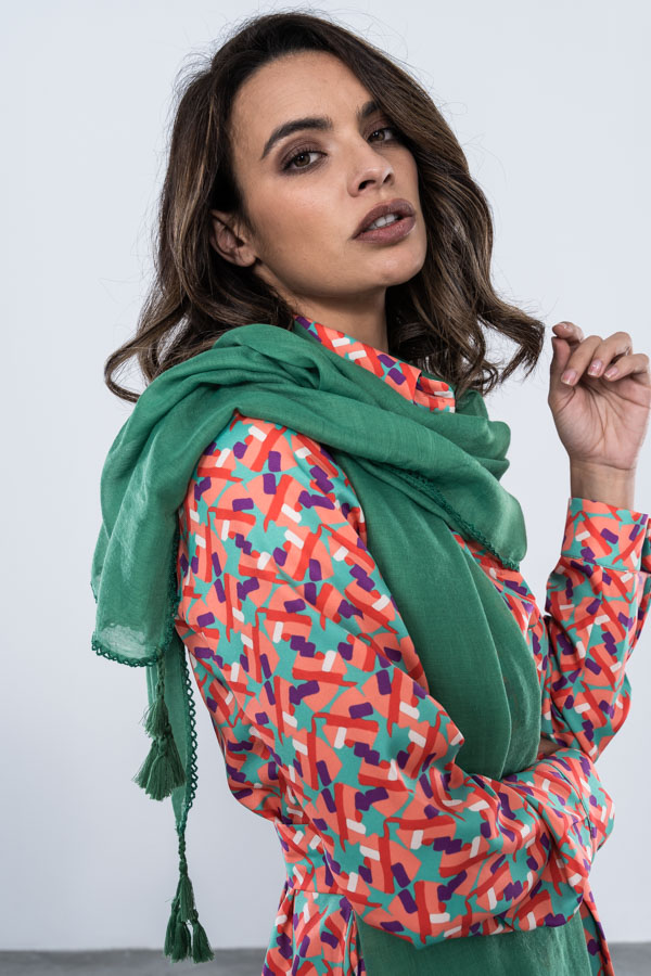 FOULARD LISO POMPONES