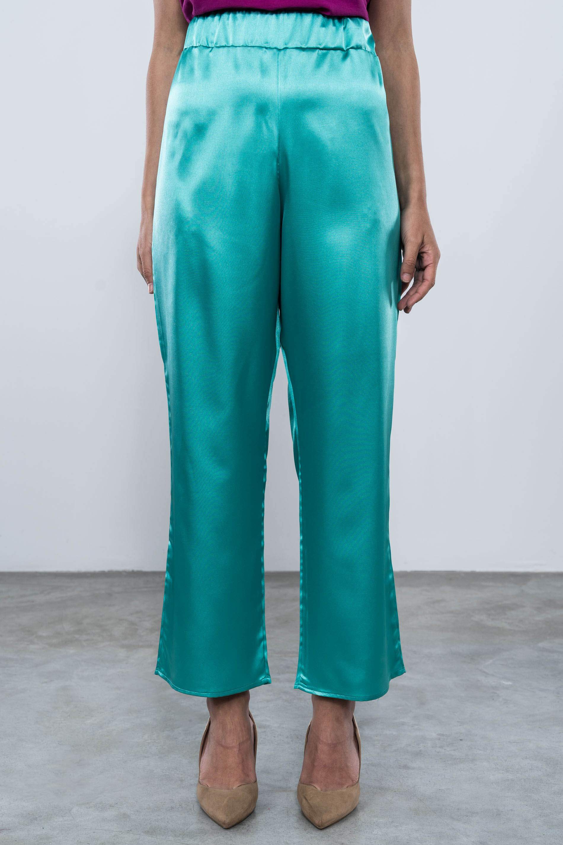 PANTALON ANCHO SATEN ESMERALDA