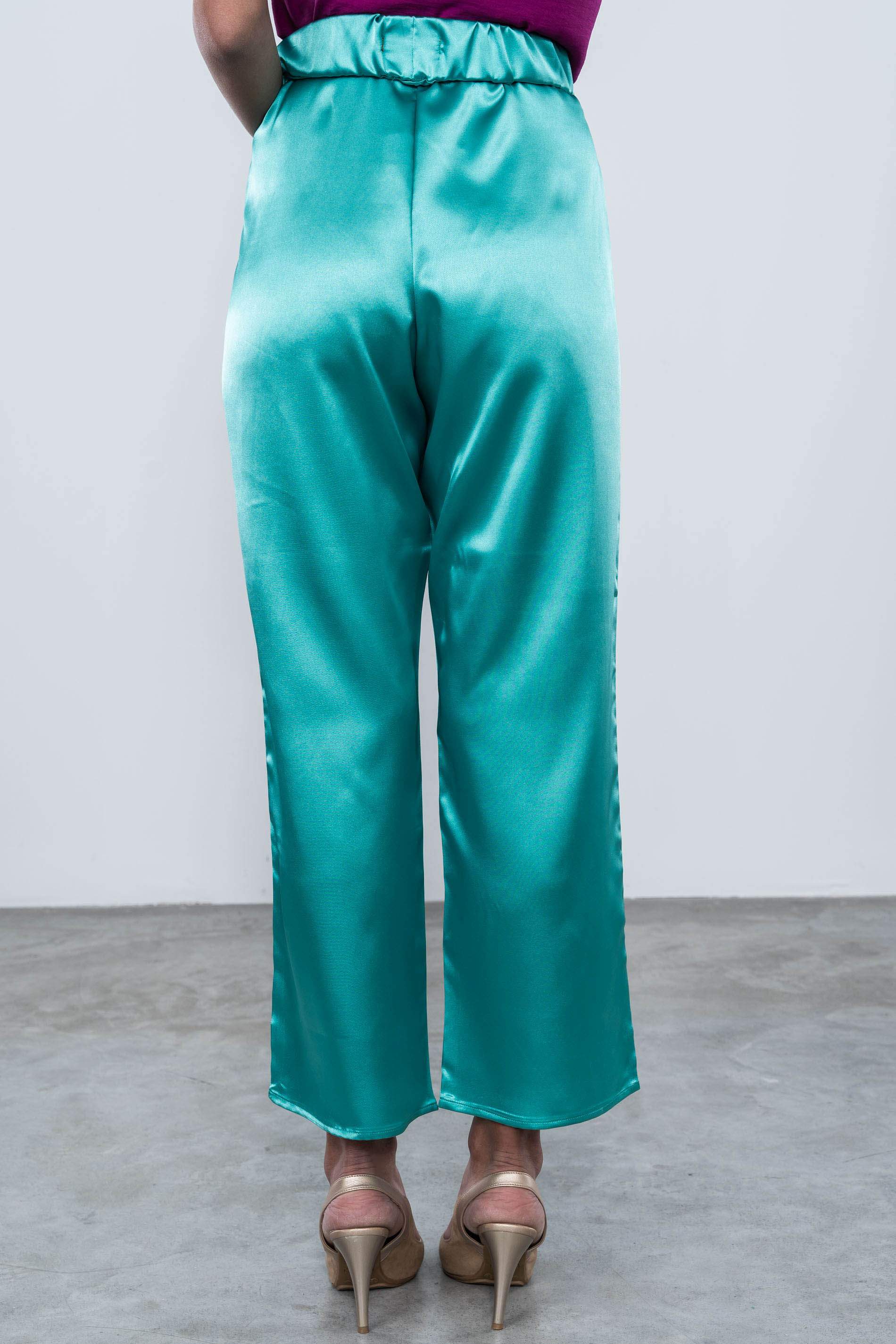 PANTALON ANCHO SATEN ESMERALDA