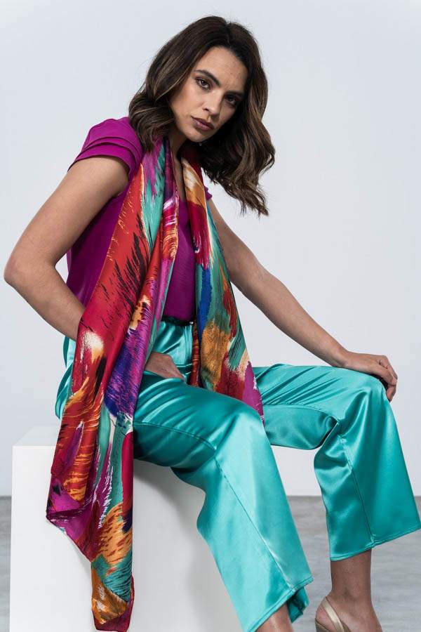 PANTALON ANCHO SATEN ESMERALDA