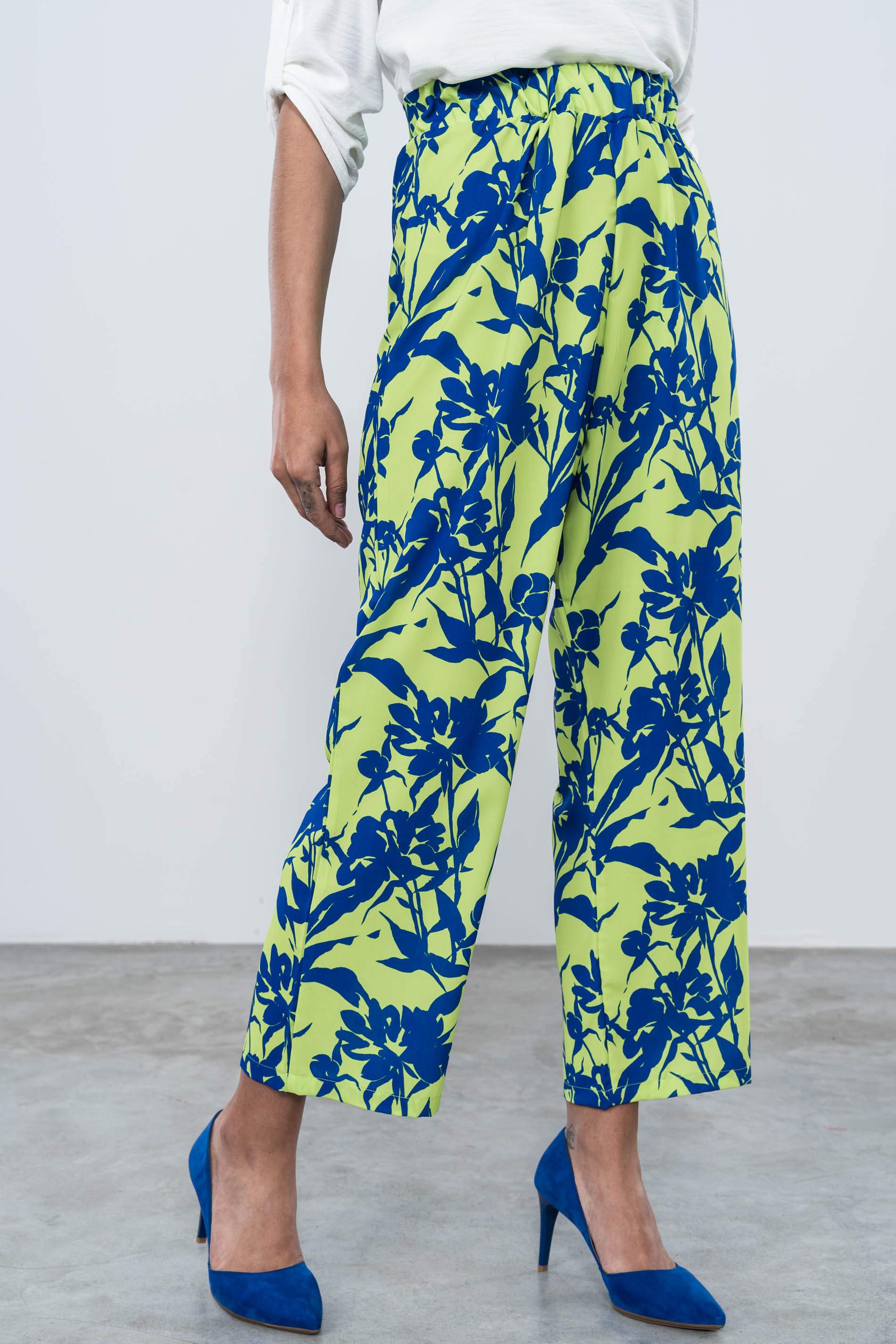 PANTALON ANCHO ESTAMPADO BICOLOR