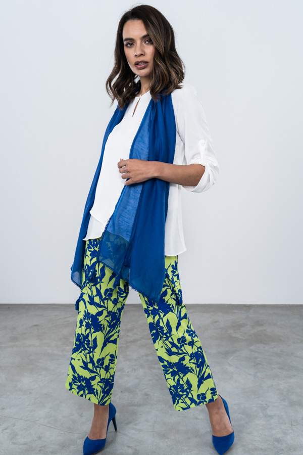 PANTALON ANCHO ESTAMPADO BICOLOR