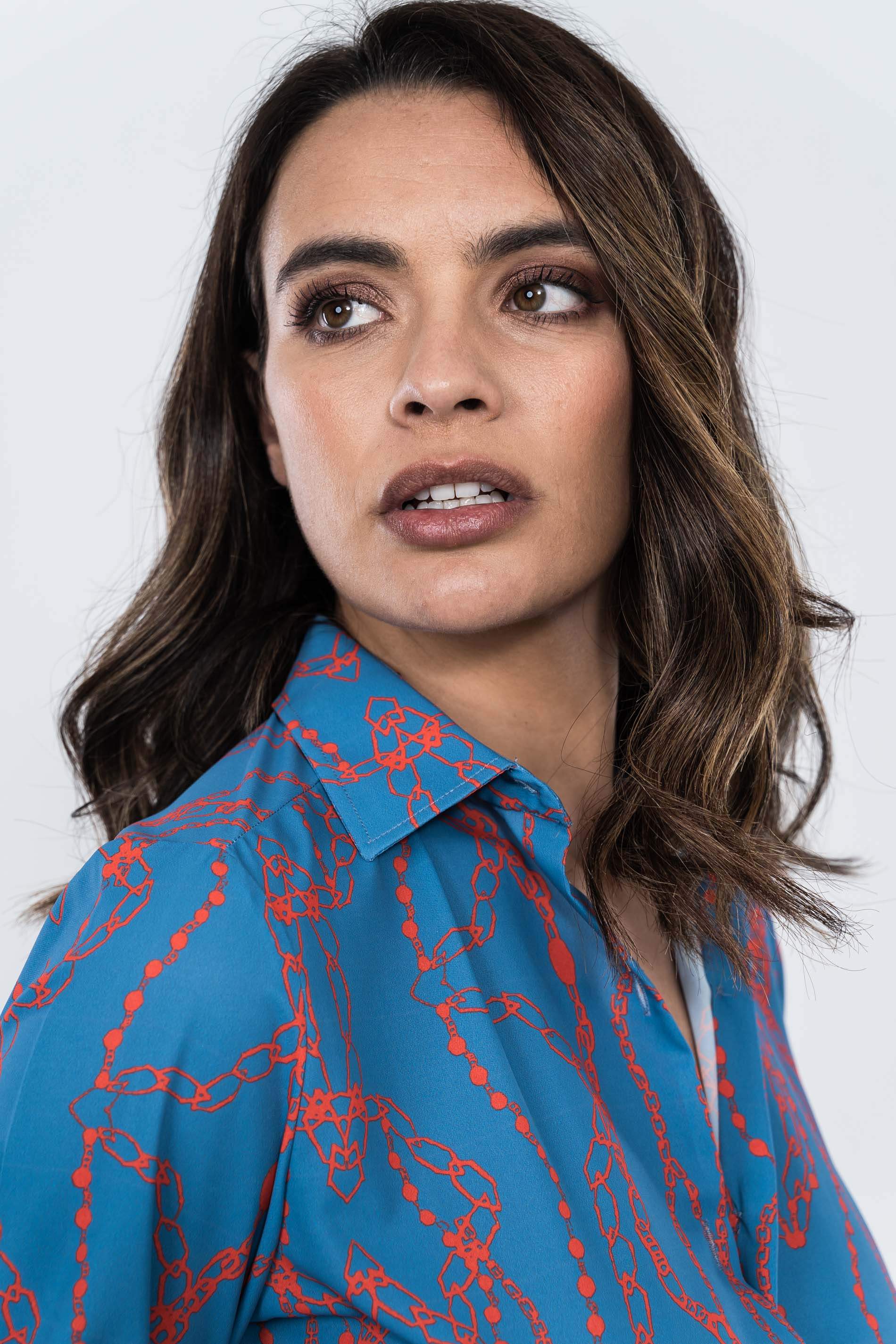 VESTIDO CAMISERO CADENAS AZUL