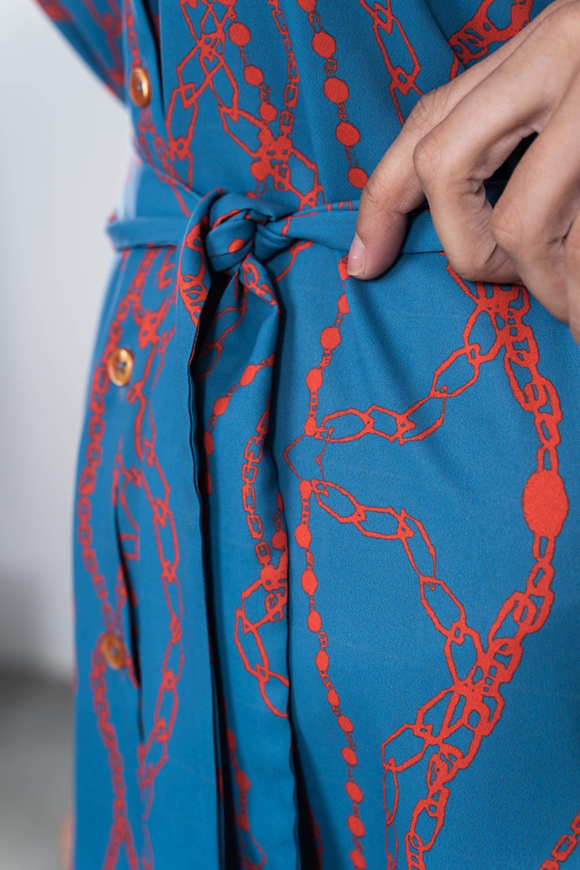 VESTIDO CAMISERO CADENAS AZUL