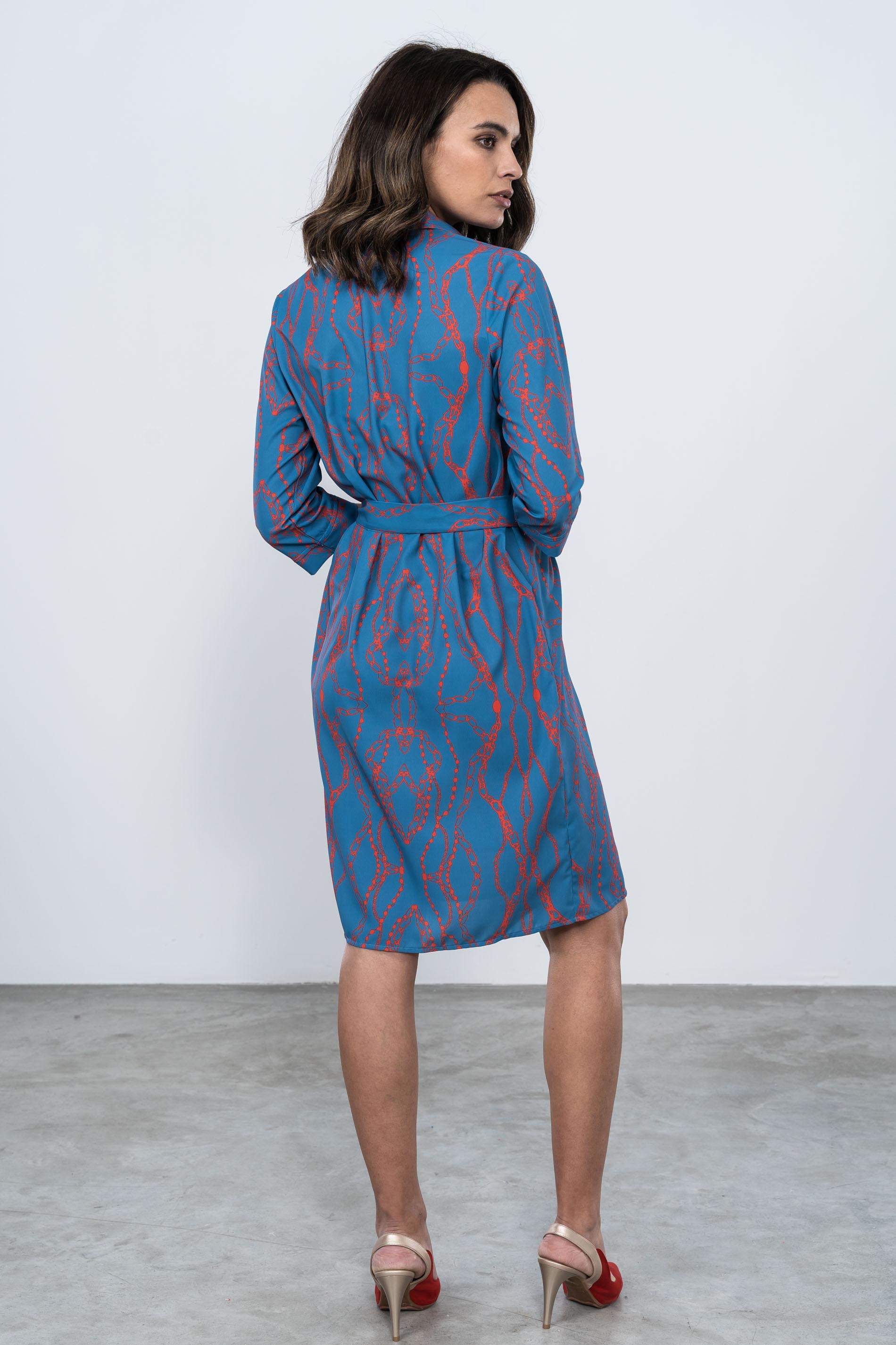 VESTIDO CAMISERO CADENAS AZUL